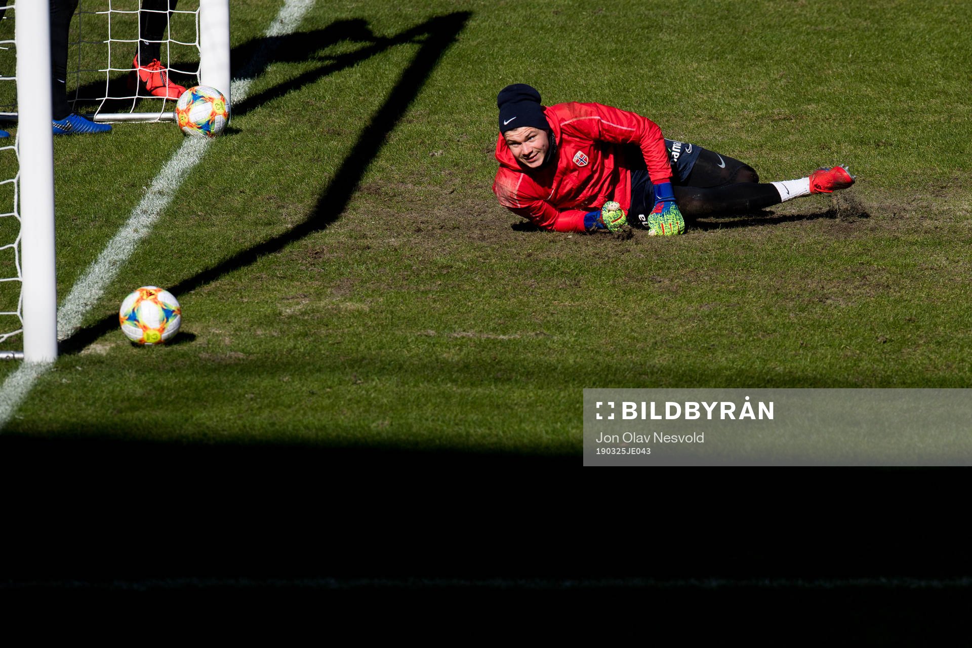 Goalkeeper Per Kristian Worre Bråtveit during a training session on March 25, 2019 in Oslo.
