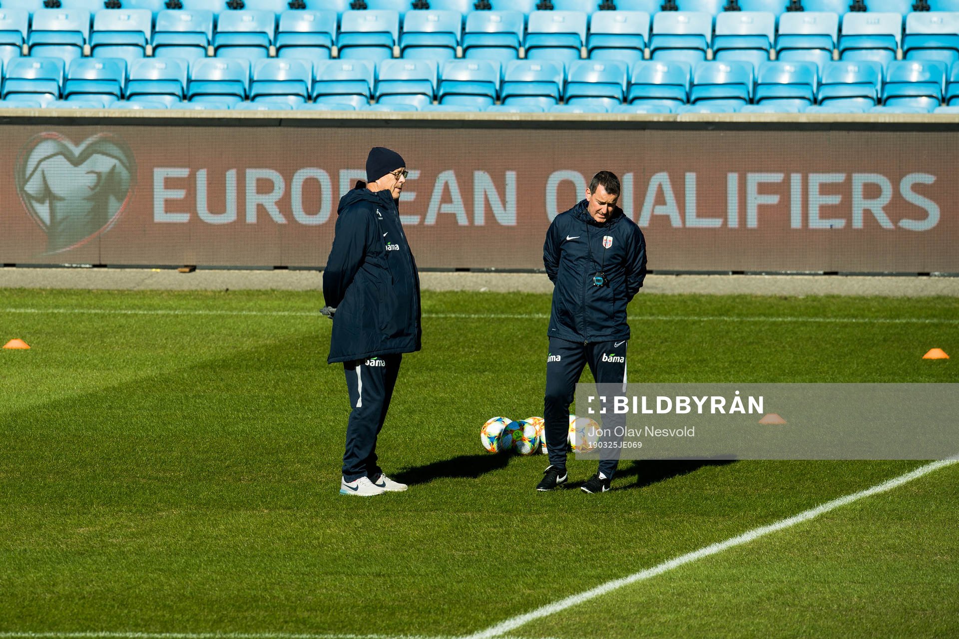 Lars Lagerbäck, head coach of Norway, and Per Joar Hansen,