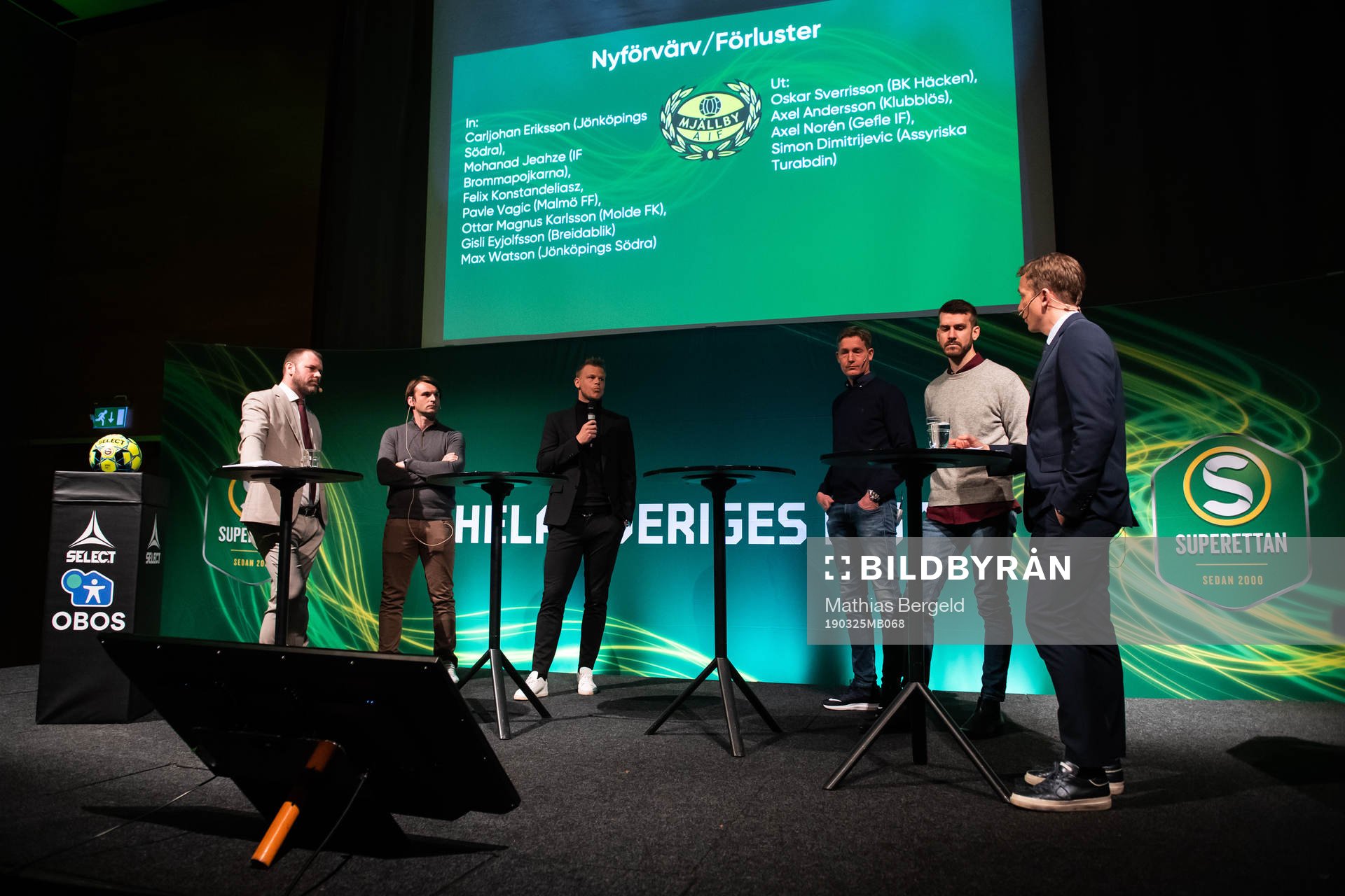 Daniel Kristiansson, konferencier, Mjällbys tränare Milos