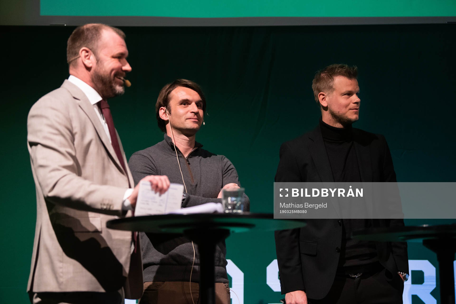 Daniel Kristiansson, konferencier, Mjällbys tränare Milos