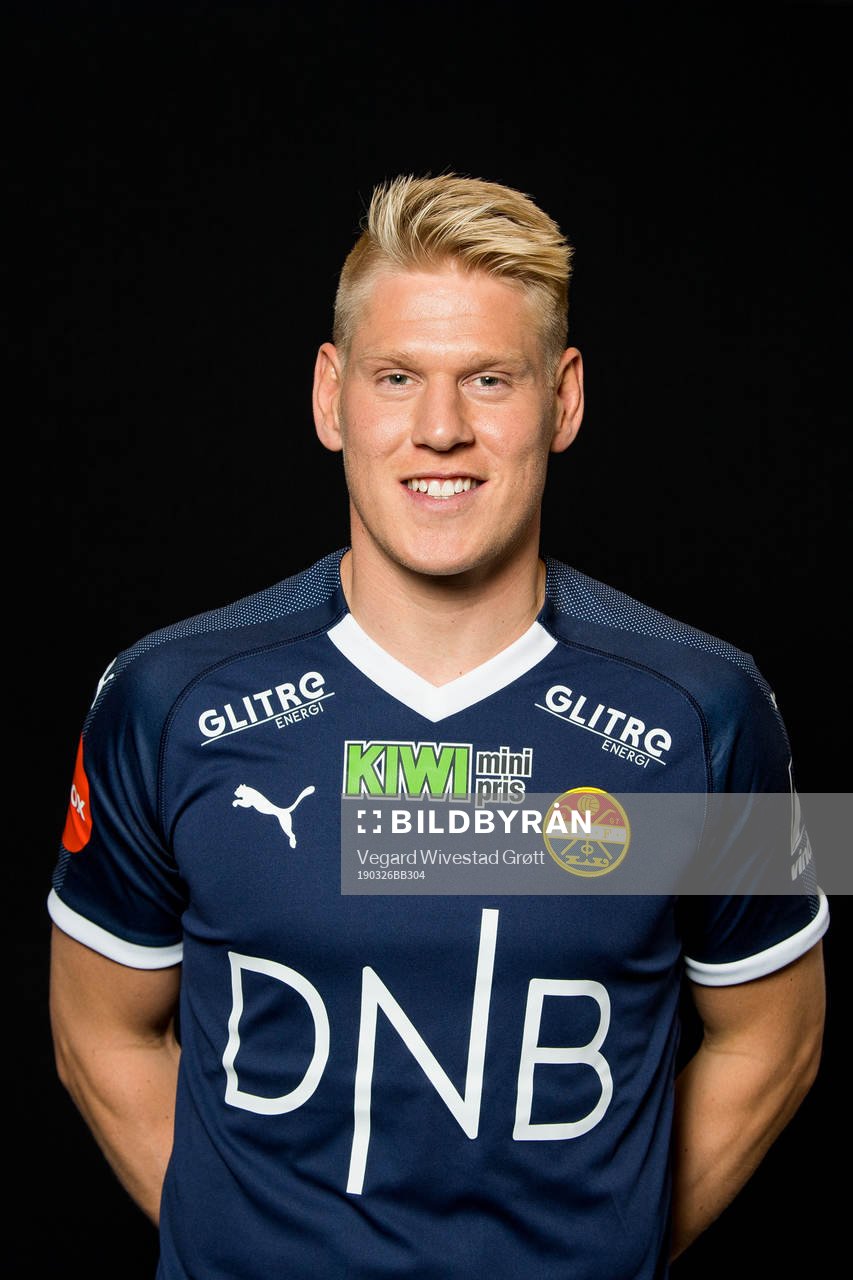 Jakob Glesnes of Strømsgodset poses for a portrait