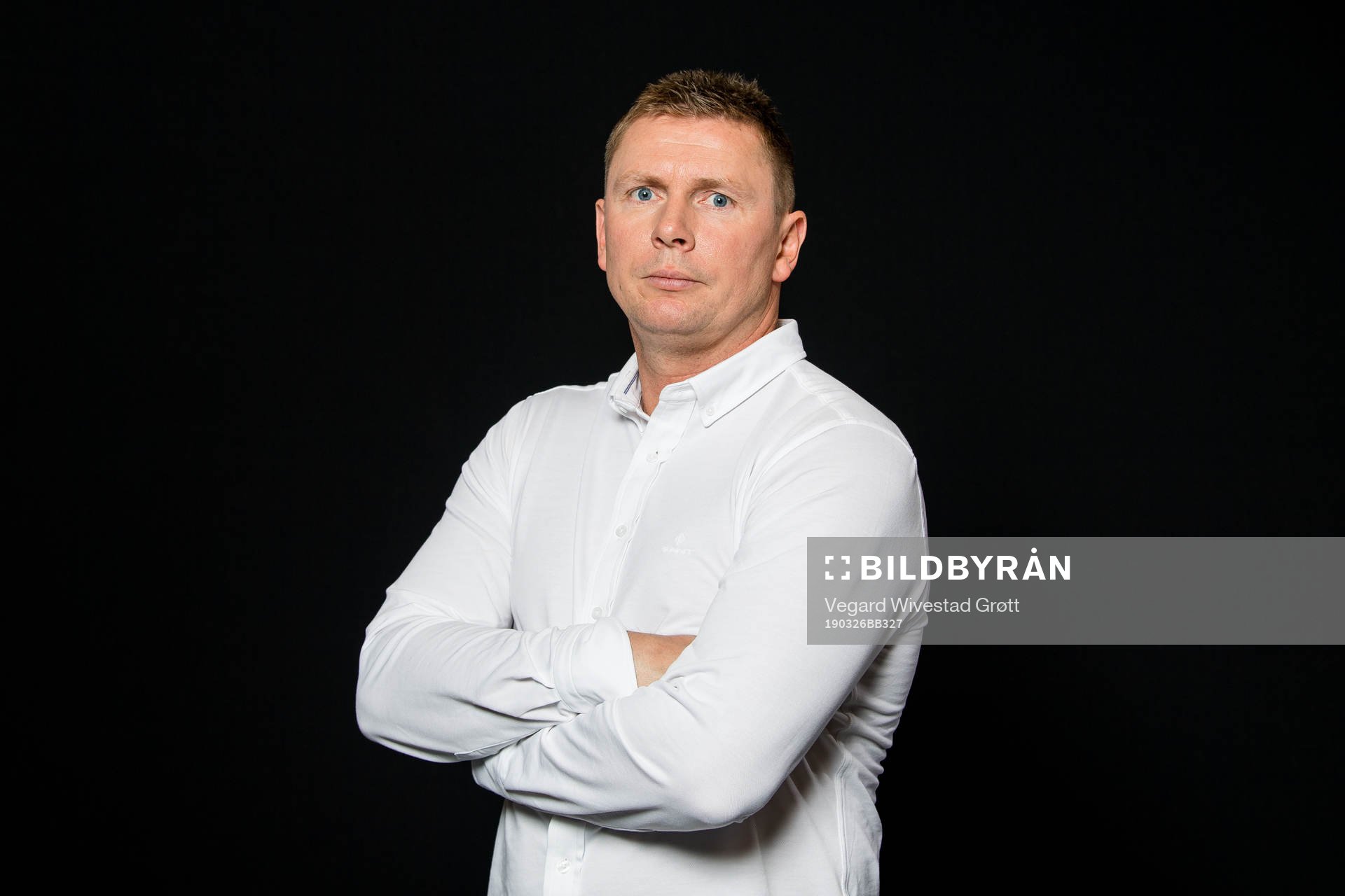 Jostein Grindhaug, head coach of Haugesund, poses for a
