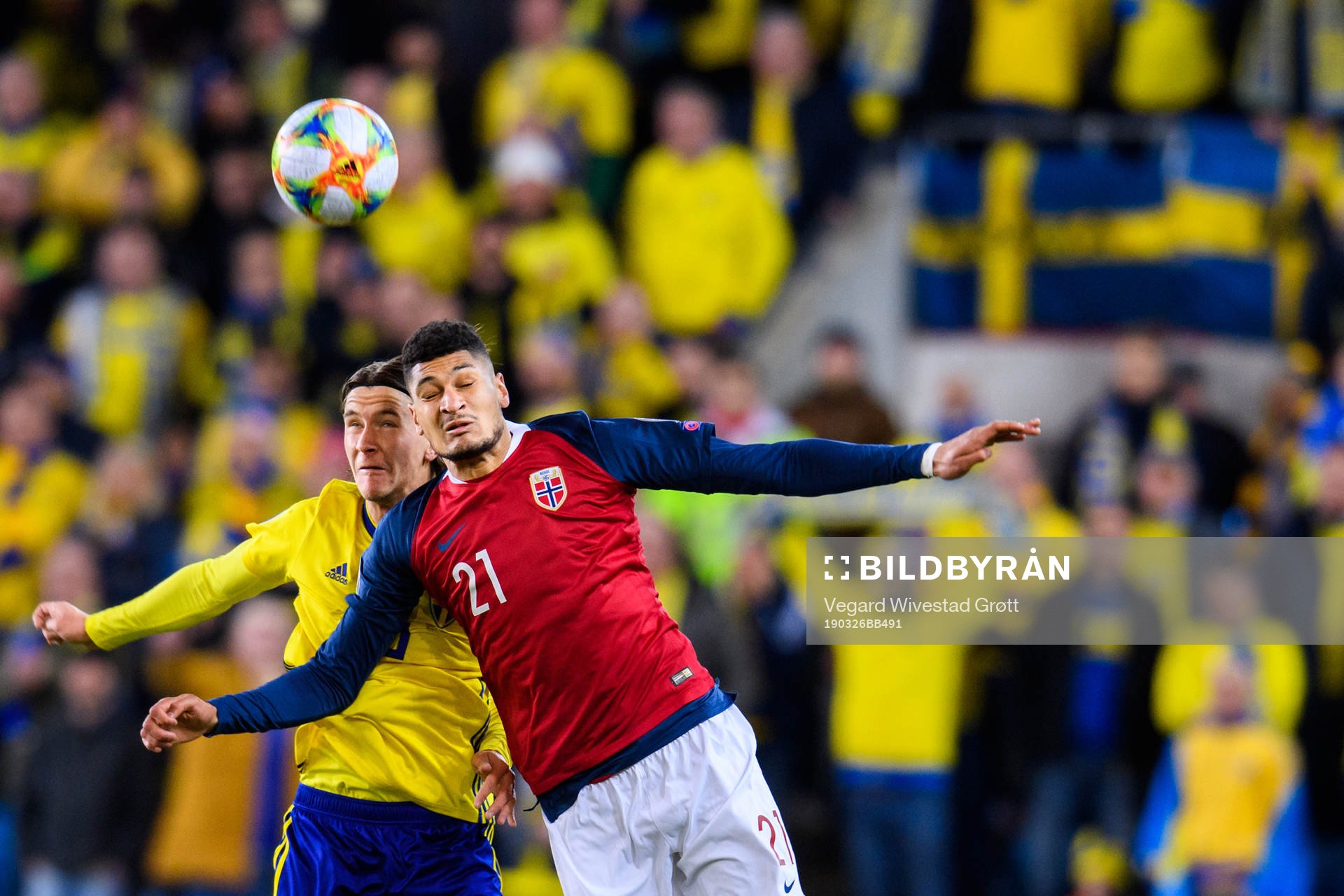 Kristoffer Olsson of Sweden in action with Bjørn Maars