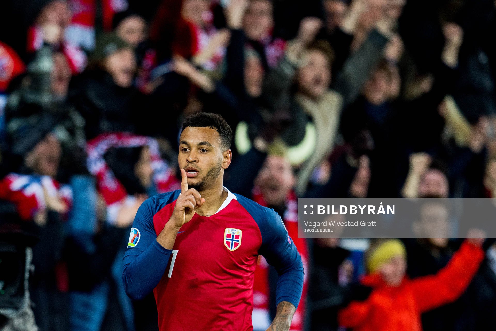 Joshua King of Norway celebrates