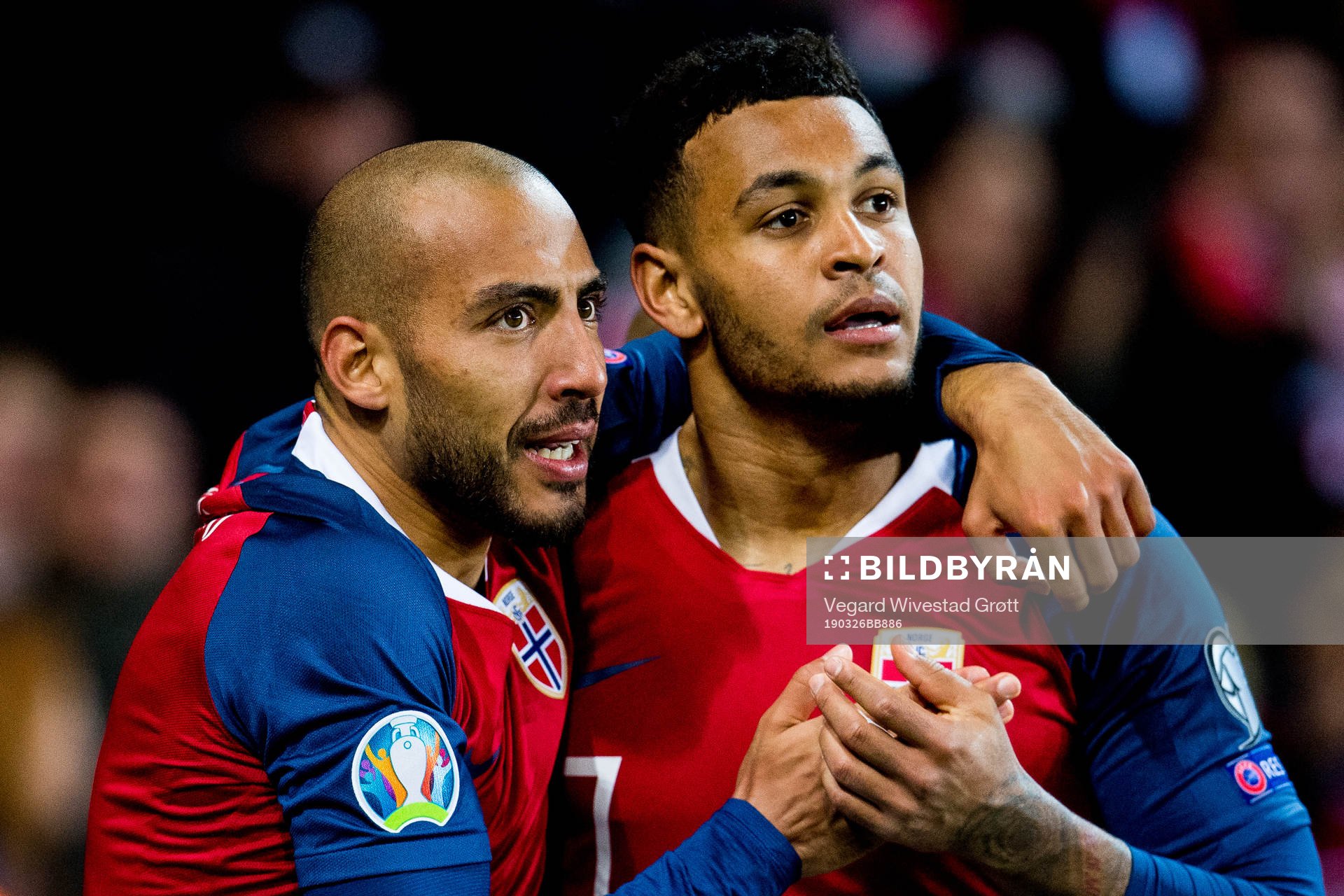 Joshua King of Norway celebrates with teammate Haitam