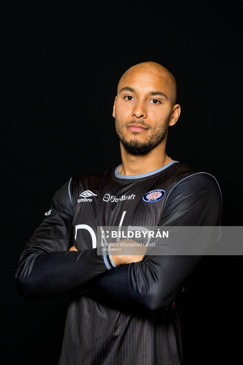 Goalkeeper Adam Larsen Kwarasey of Vålerenga poses for a