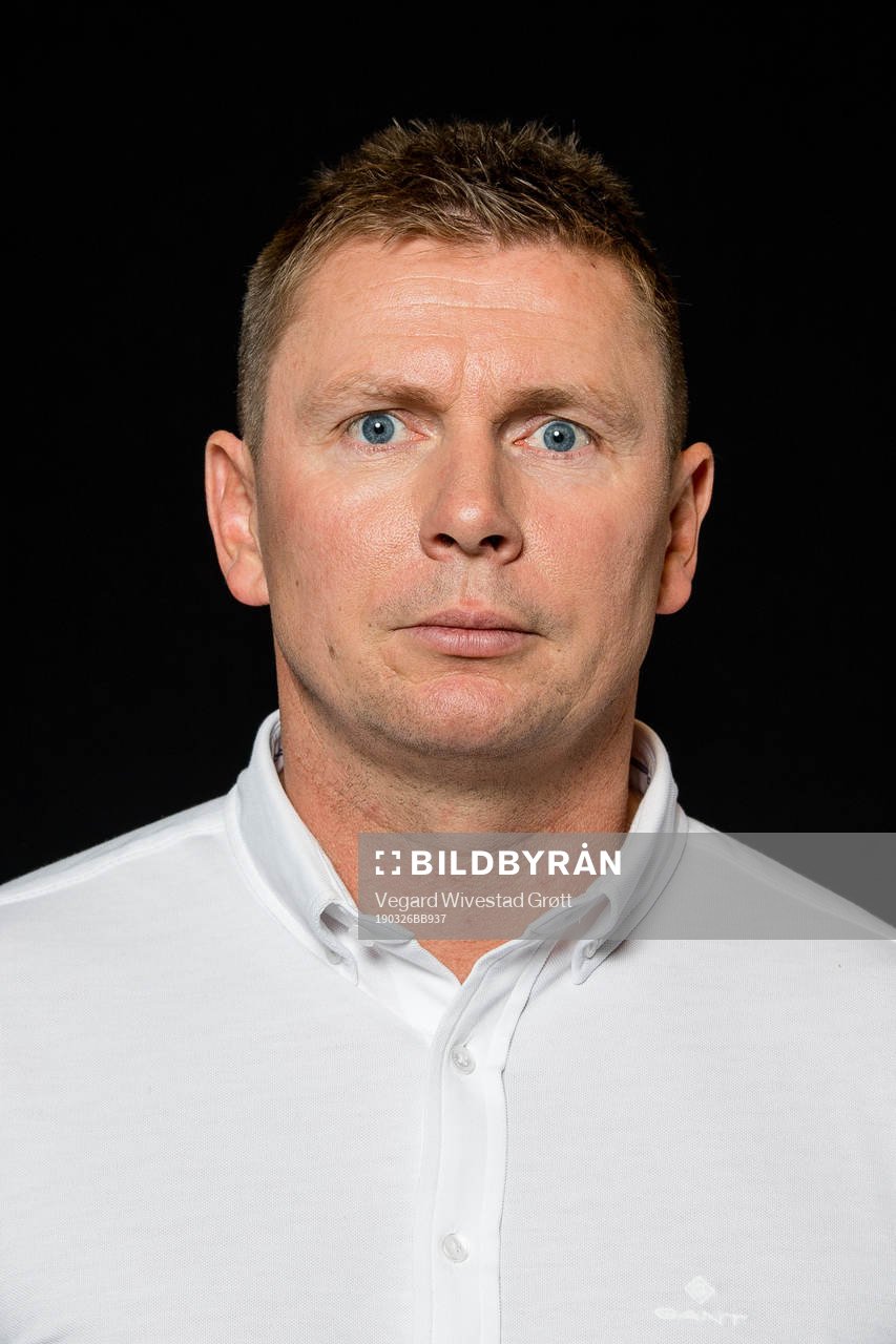 Jostein Grindhaug, head coach of Haugesund, poses for a