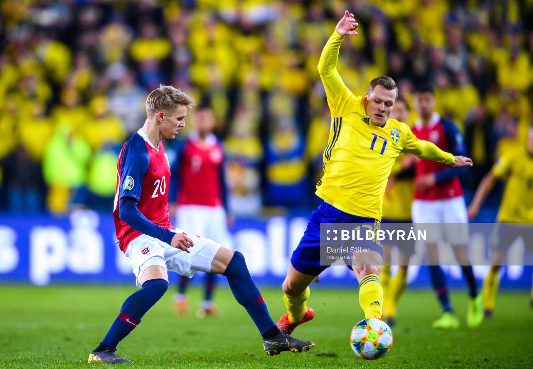 Martin Ødegaard of Norway and Viktor Claesson of Sweden