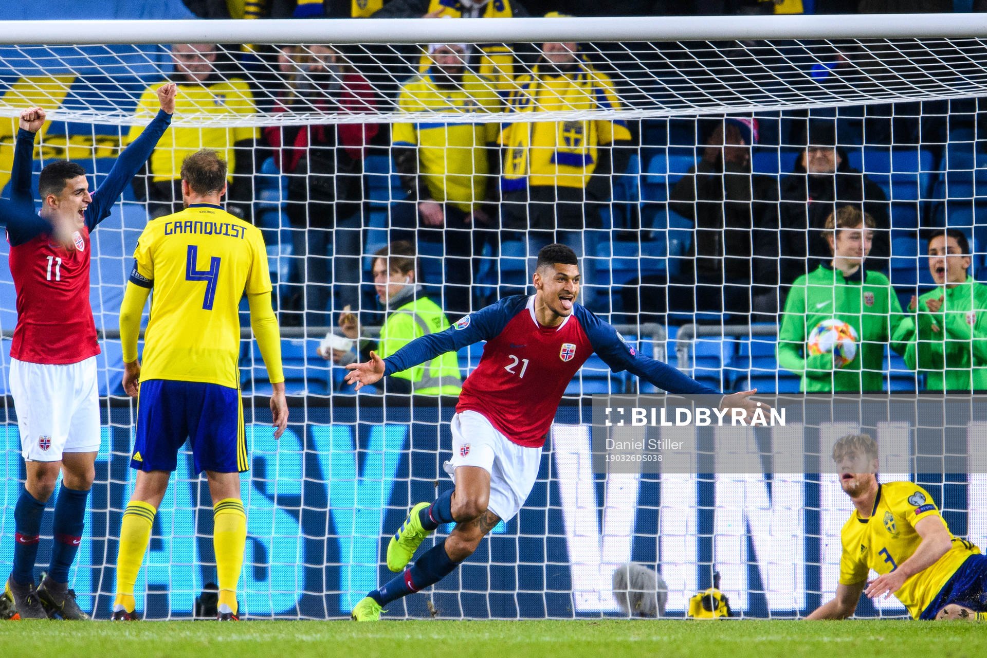 Bjørn Maars Johnsen of Norway celebrates the 1-0 goal