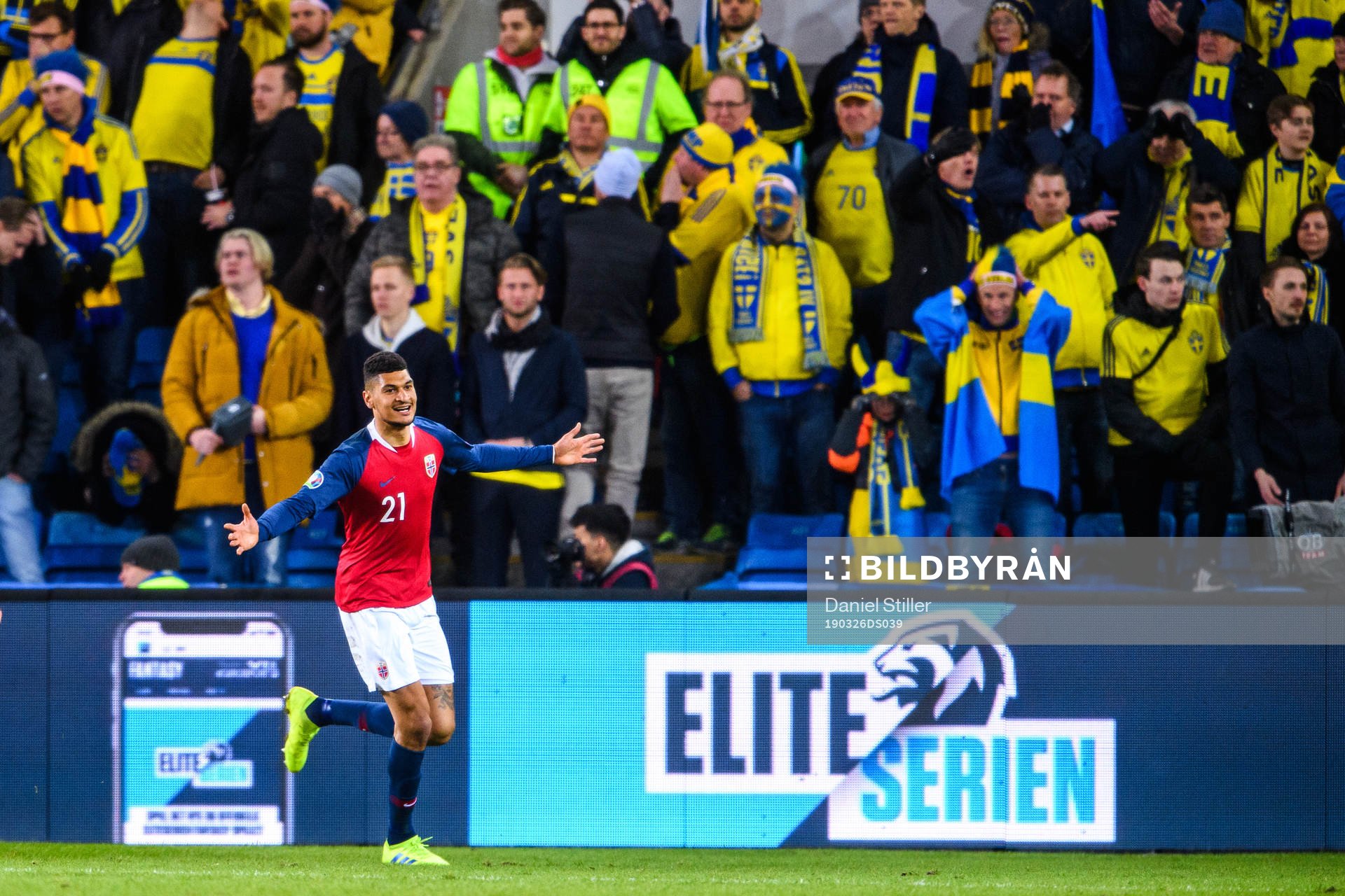Bjørn Maars Johnsen of Norway celebrates the 1-0 goal