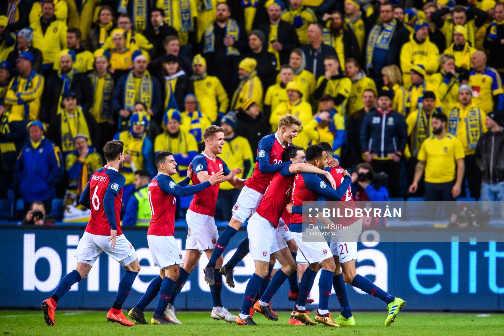 Players of Norway celebrates the 1-0 goal by Bjørn Maars