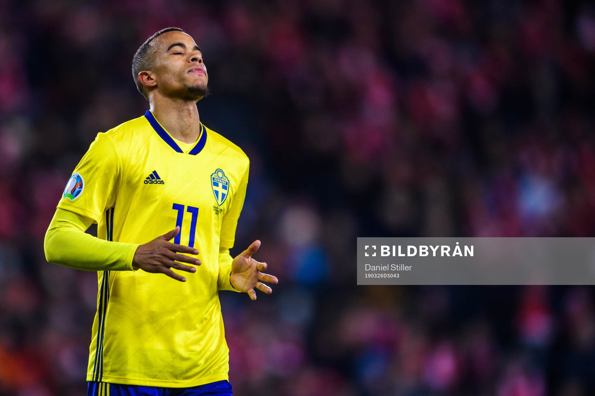 Robin Quaison of Sweden looks dejected
