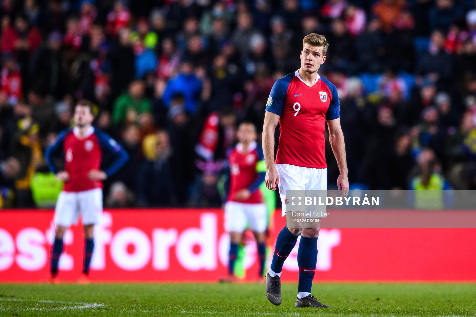 Alexander Sørloth of Norway looks dejected
