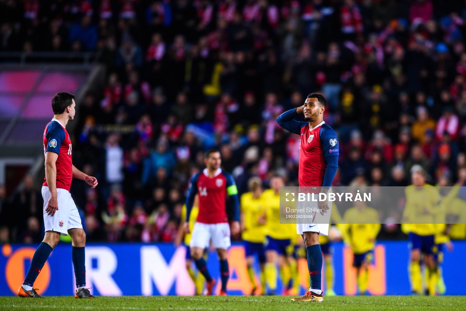 Joshua King of Norway looks dejected