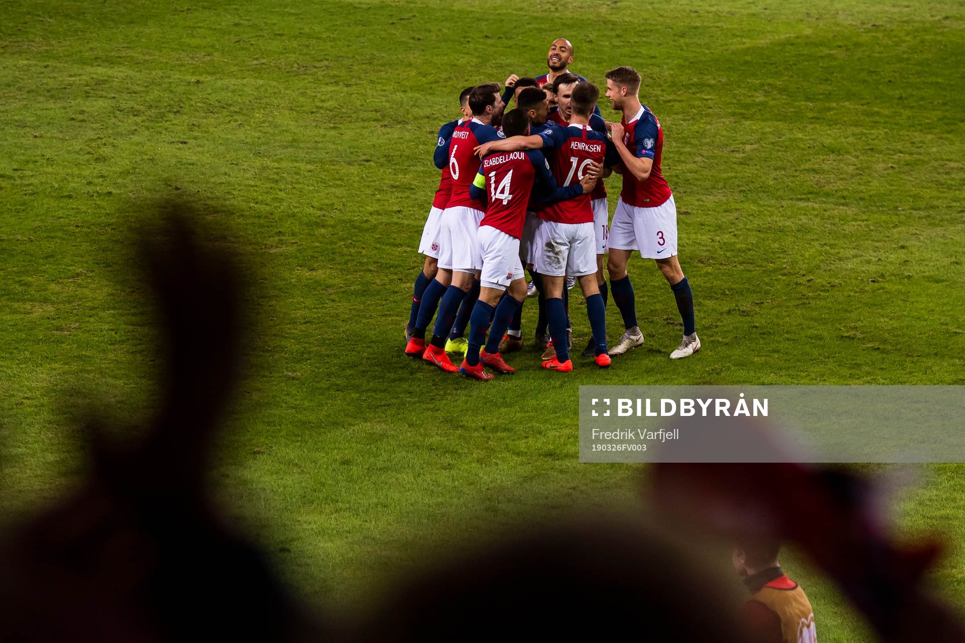 Bjørn Maars Johnsen of Norway celebrates with his teammates
