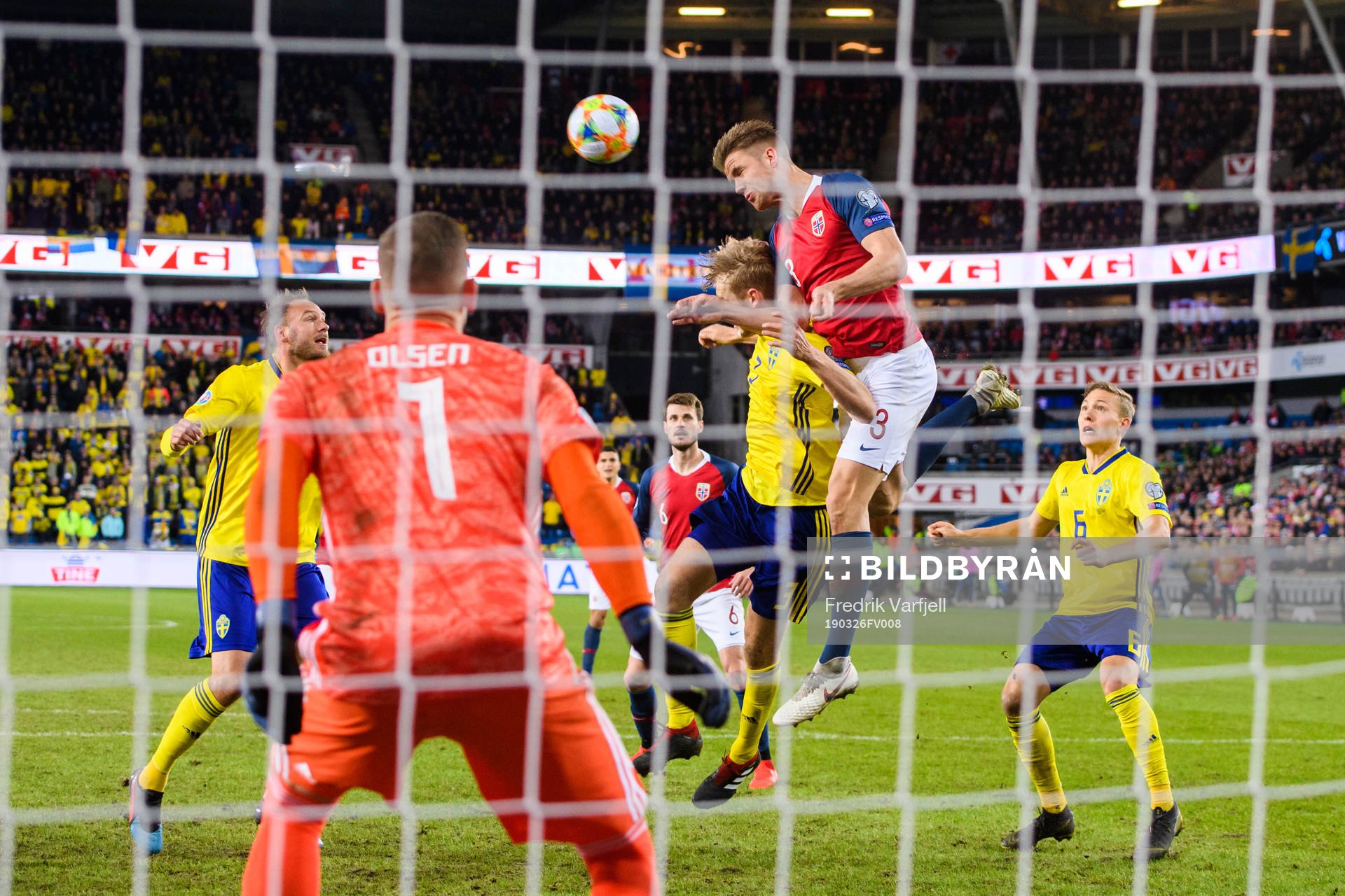 Kristoffer Ajer of Norway in action with Filip Helander of