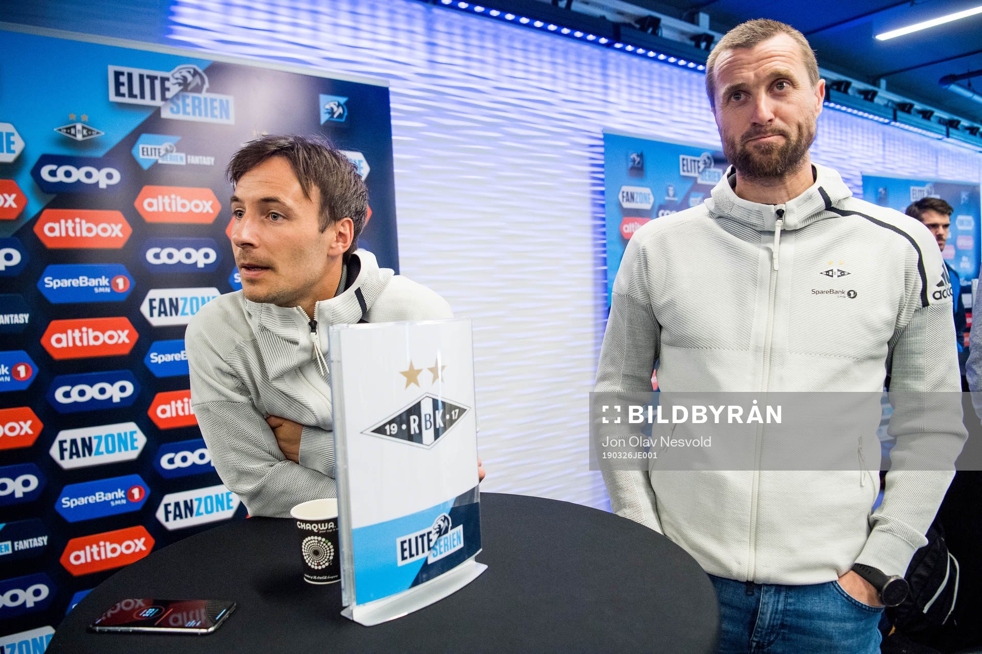 Mike Jensen of Rosenborg and Eirik Horneland, head coach of