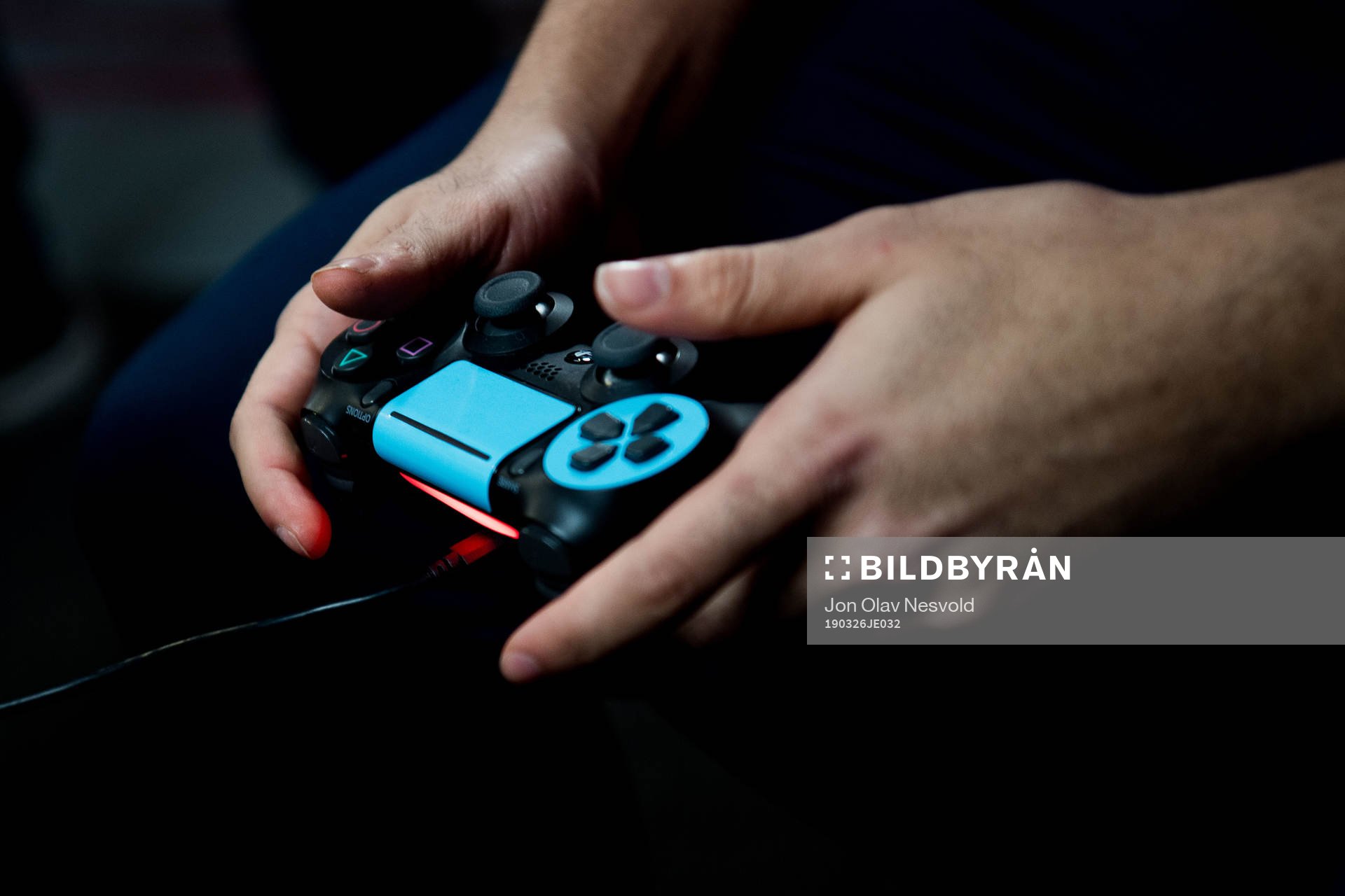 A Playstation controller during the e-football friendly match between Norway and Sweden on March 26, 2019 in Oslo.
