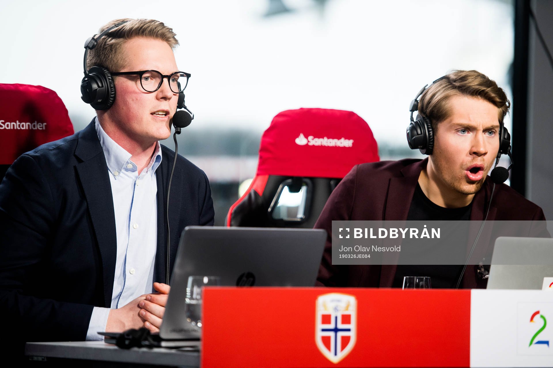 Jonas Bariås and Johan Færaas, TV commentators