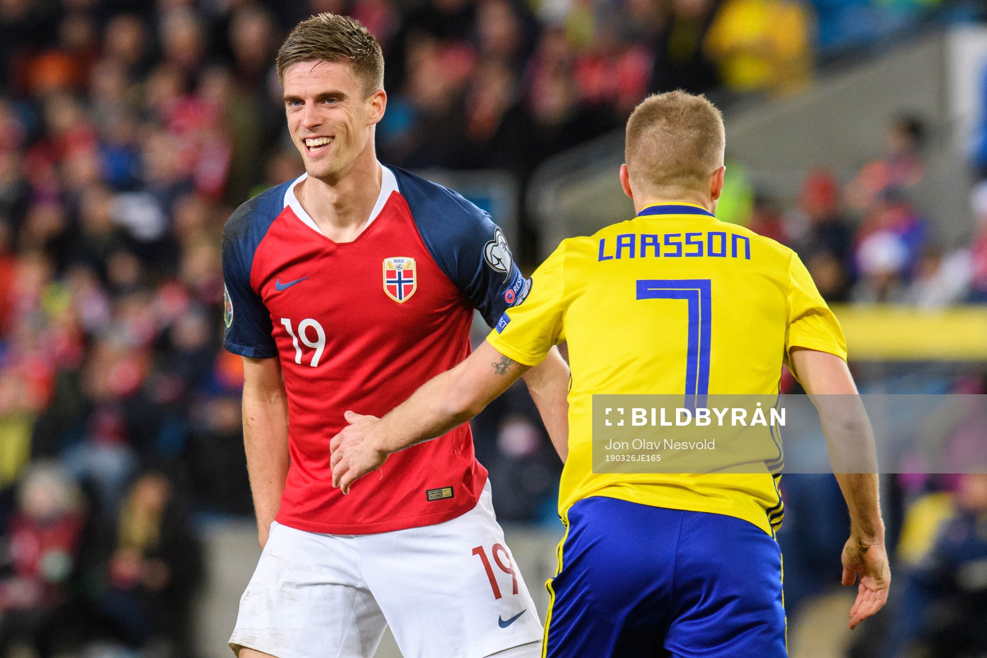 Markus Henriksen of Norway and Sebastian Larsson of Sweden