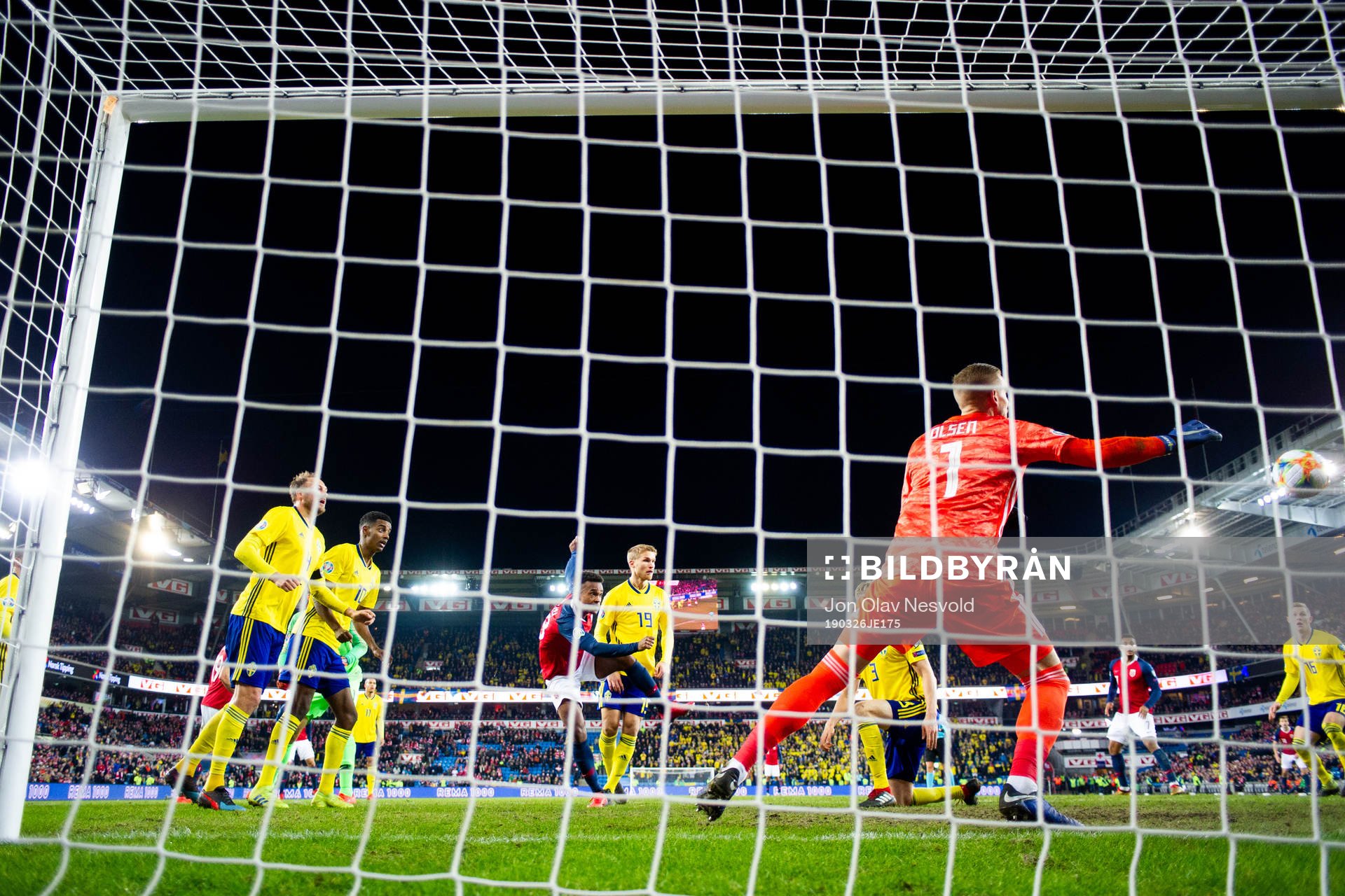 Ola Kamara of Norway scores 3-3 behind goalkeeper Robin