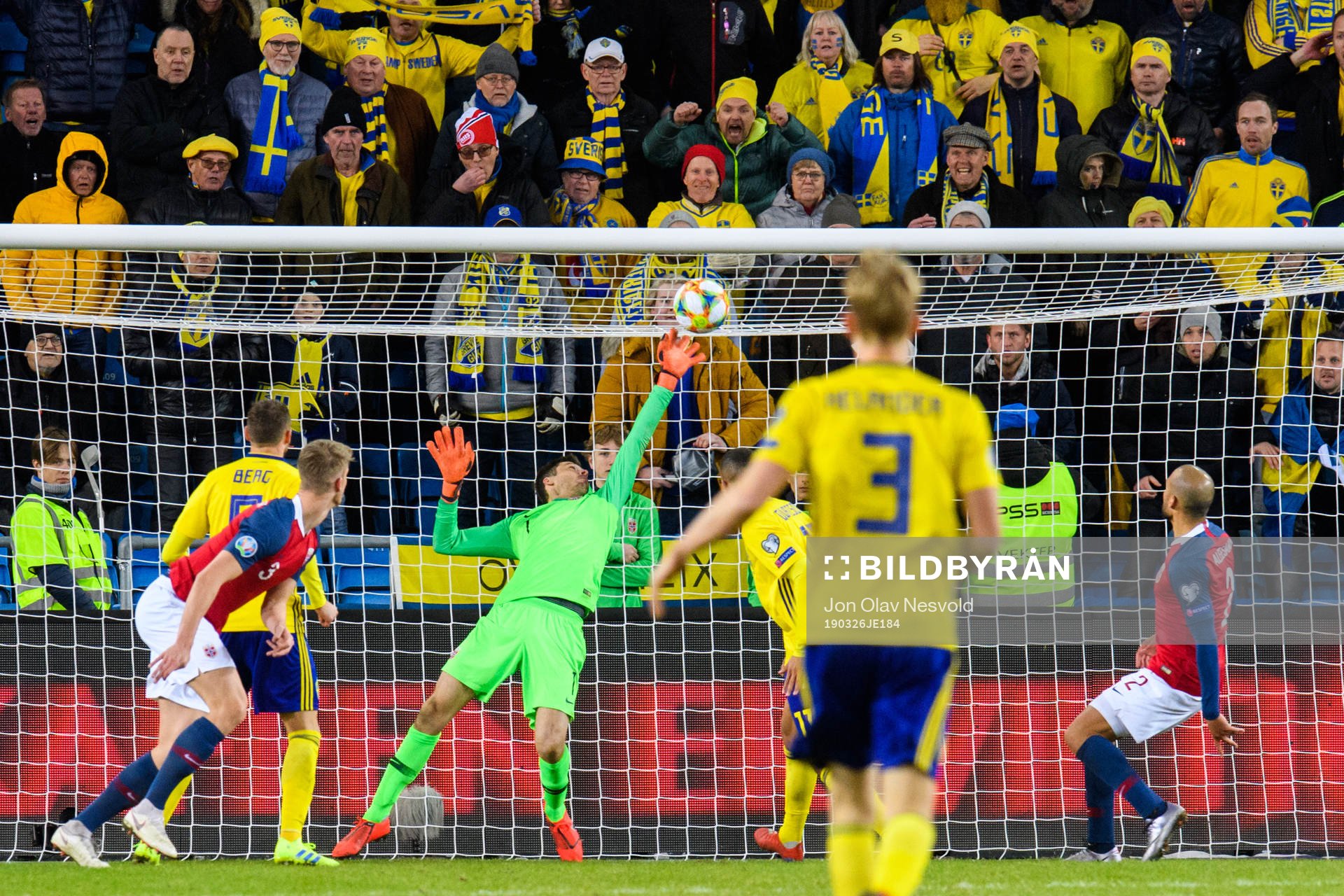 Goalkeeper Rune Almenning Jarstein of Norway makes a save