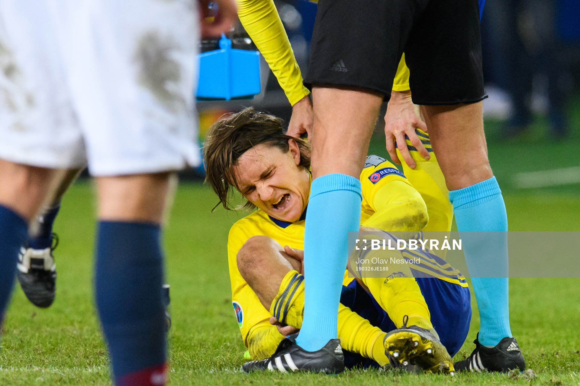 Kristoffer Olsson of Sweden in pain