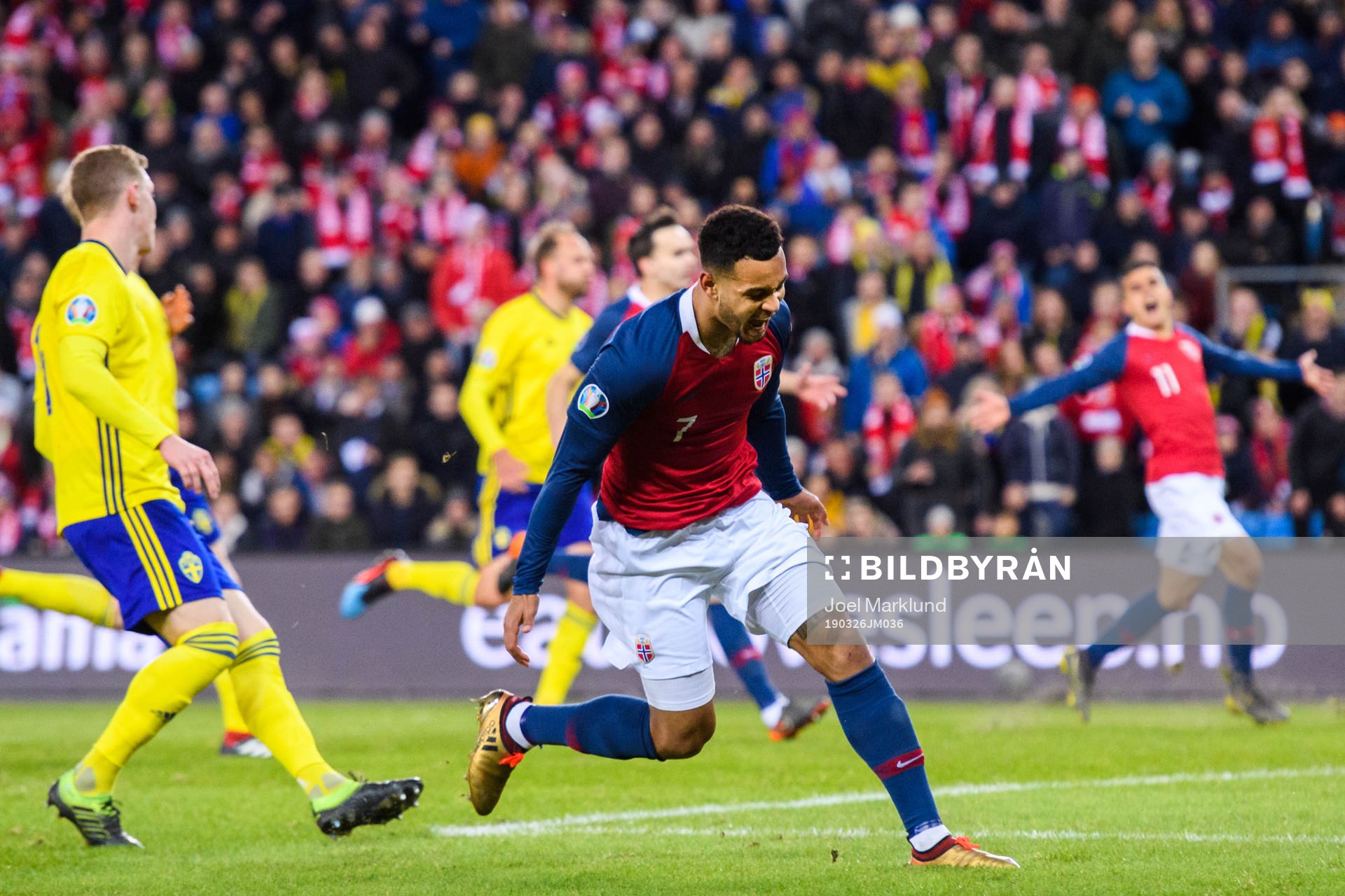 Joshua King of Norway reacts