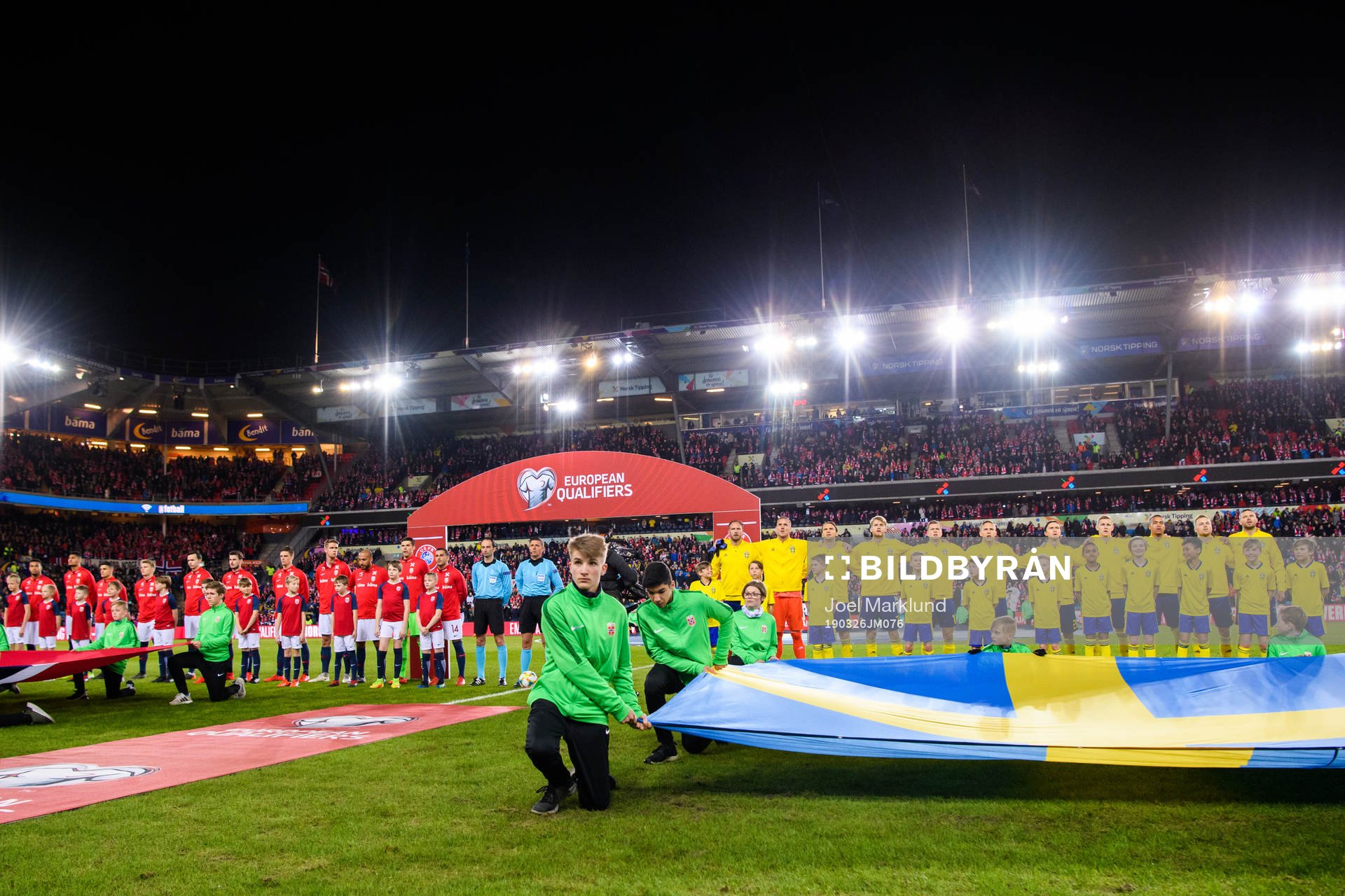 Lineup prior to the UEFA Euro qualifier football match