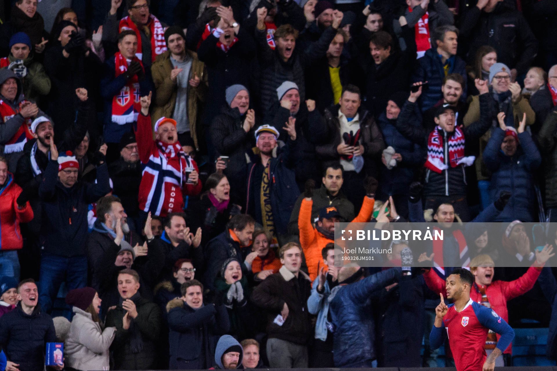 Joshua King of Norway celebrates