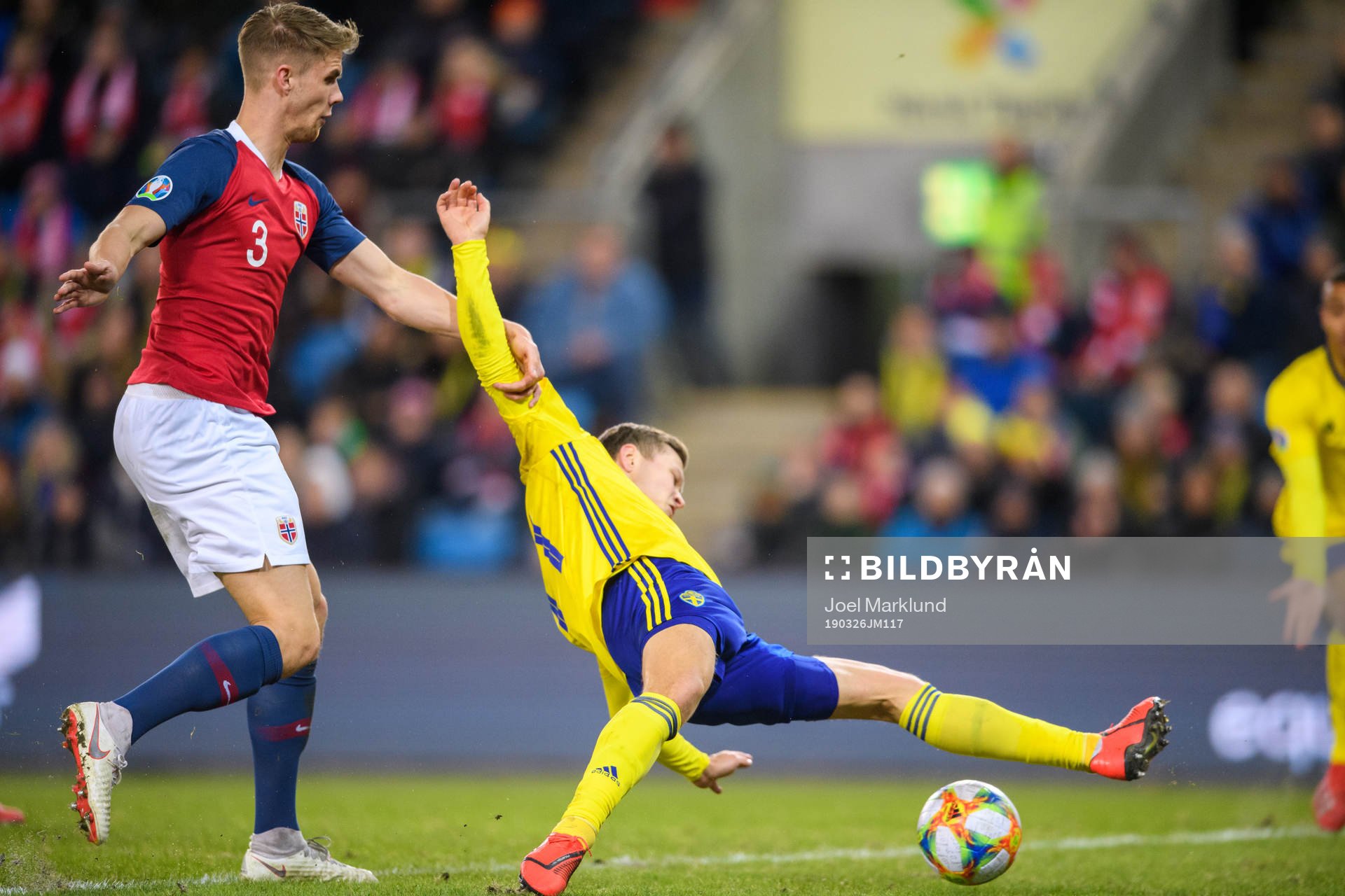 Kristoffer Ajer of Norway and Viktor Claesson of Sweden