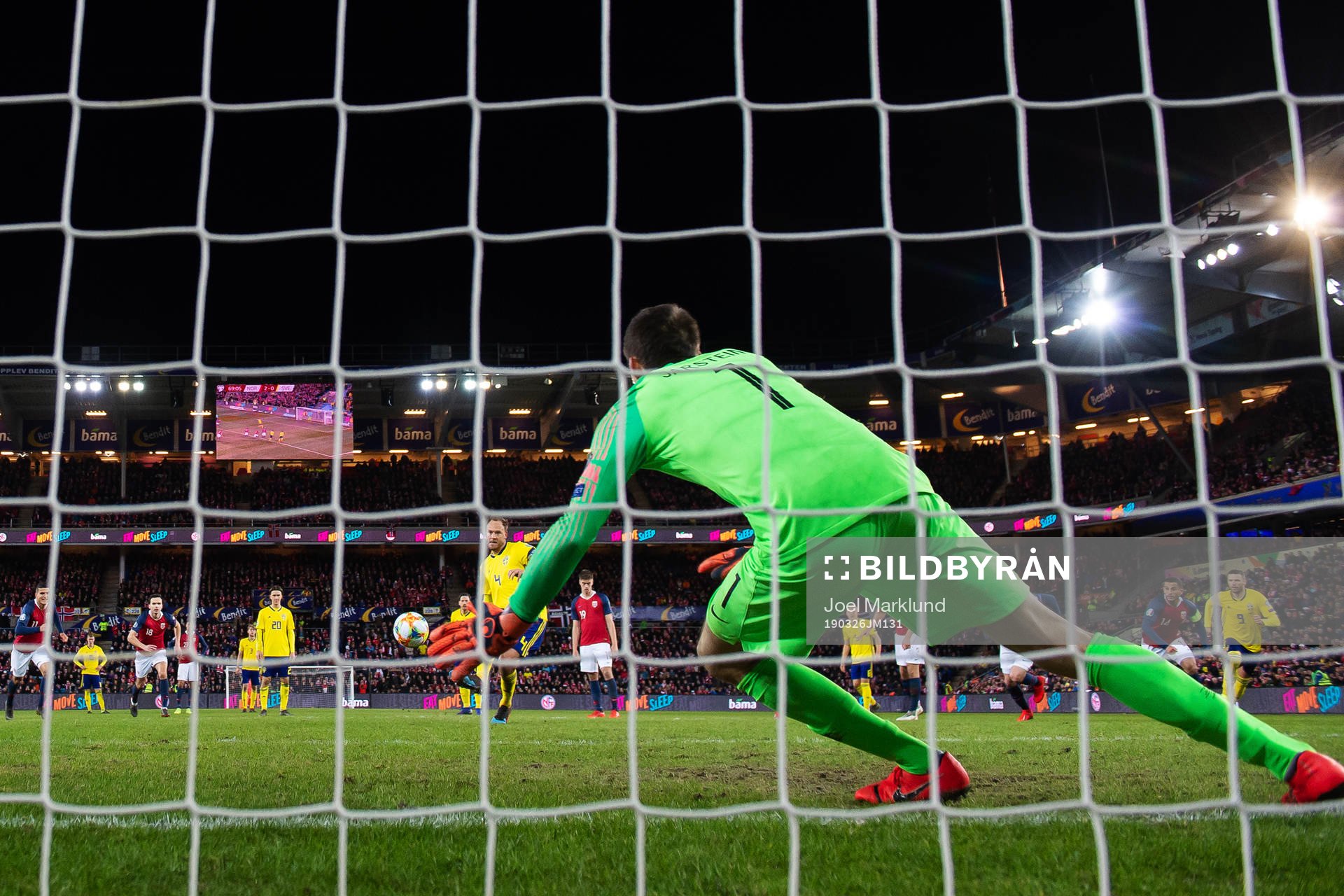 Andreas Granqvist of Sweden shoots a penalty shot against