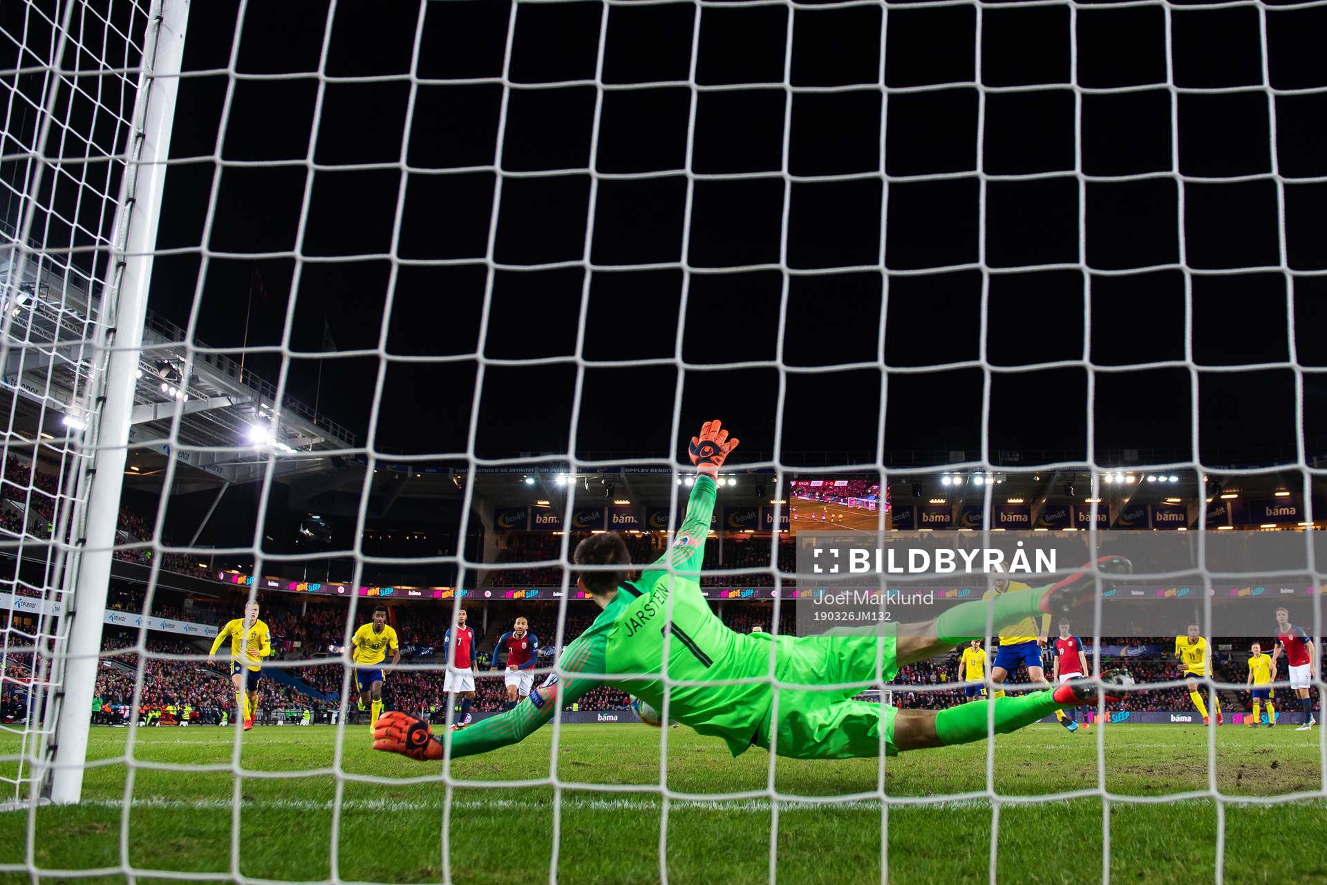 Goalkeeper Rune Almenning Jarstein of Norway saves a
