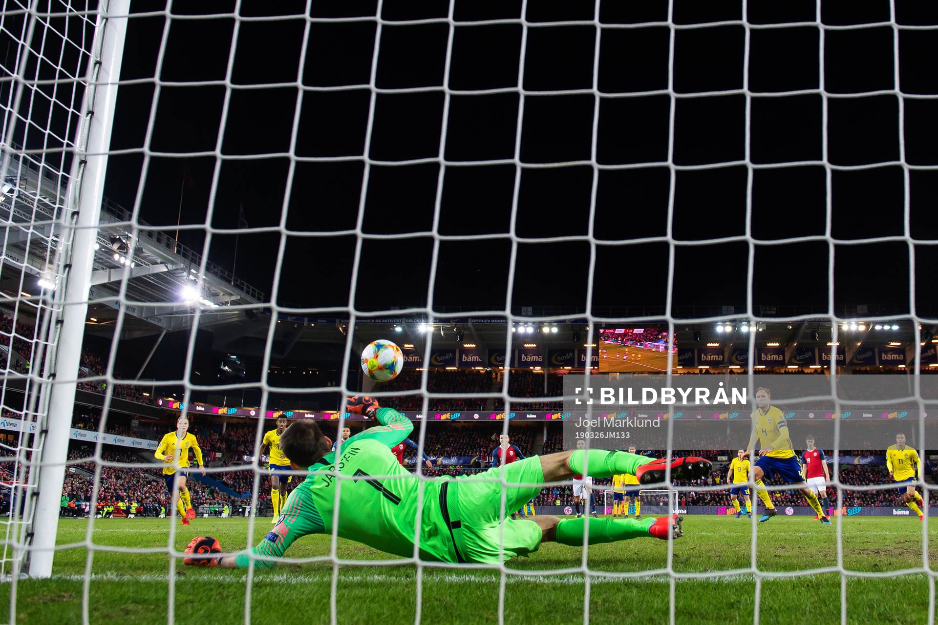 Goalkeeper Rune Almenning Jarstein of Norway saves a