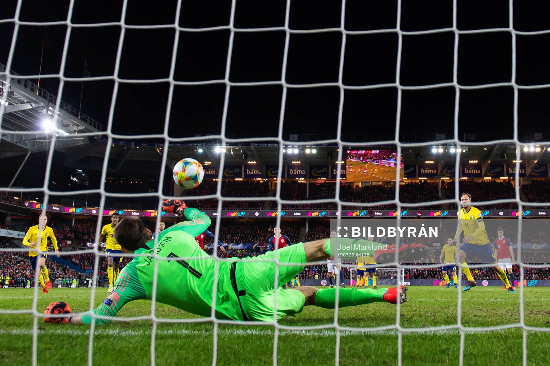 Goalkeeper Rune Almenning Jarstein of Norway saves a