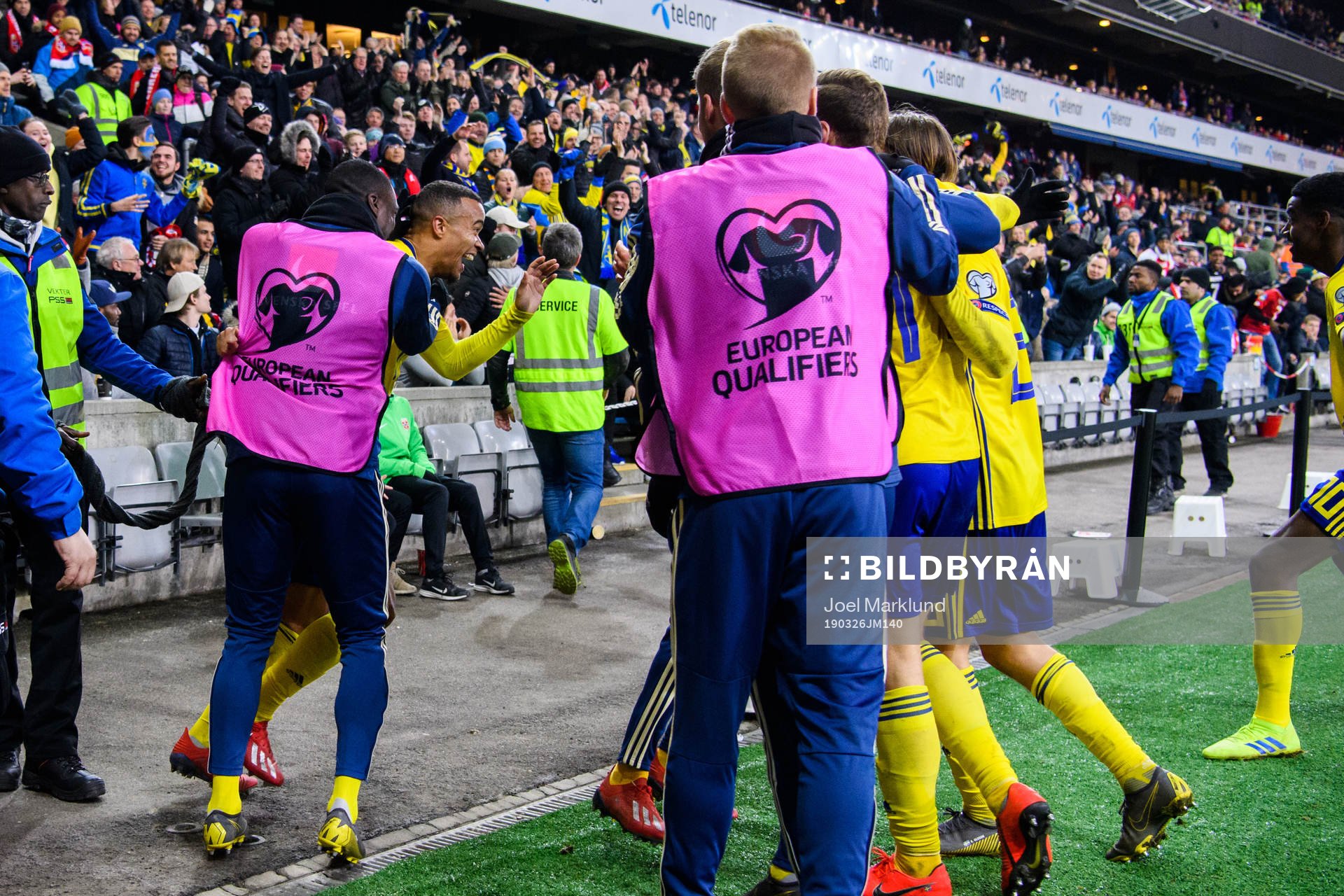 Robin Quaison of Sweden celebrates