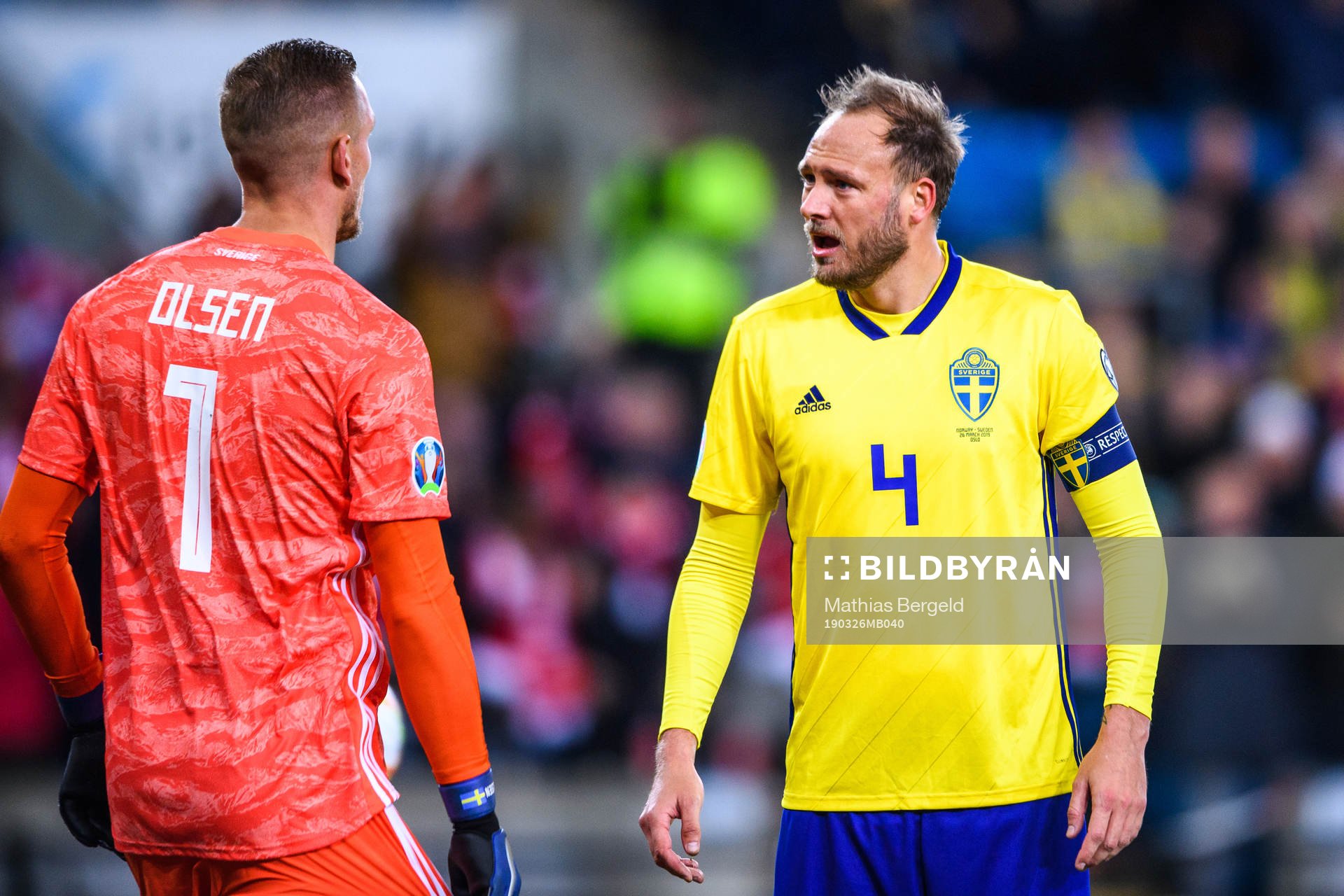 Goalkeeper Robin Olsen and Andreas Granqvist of Sweden