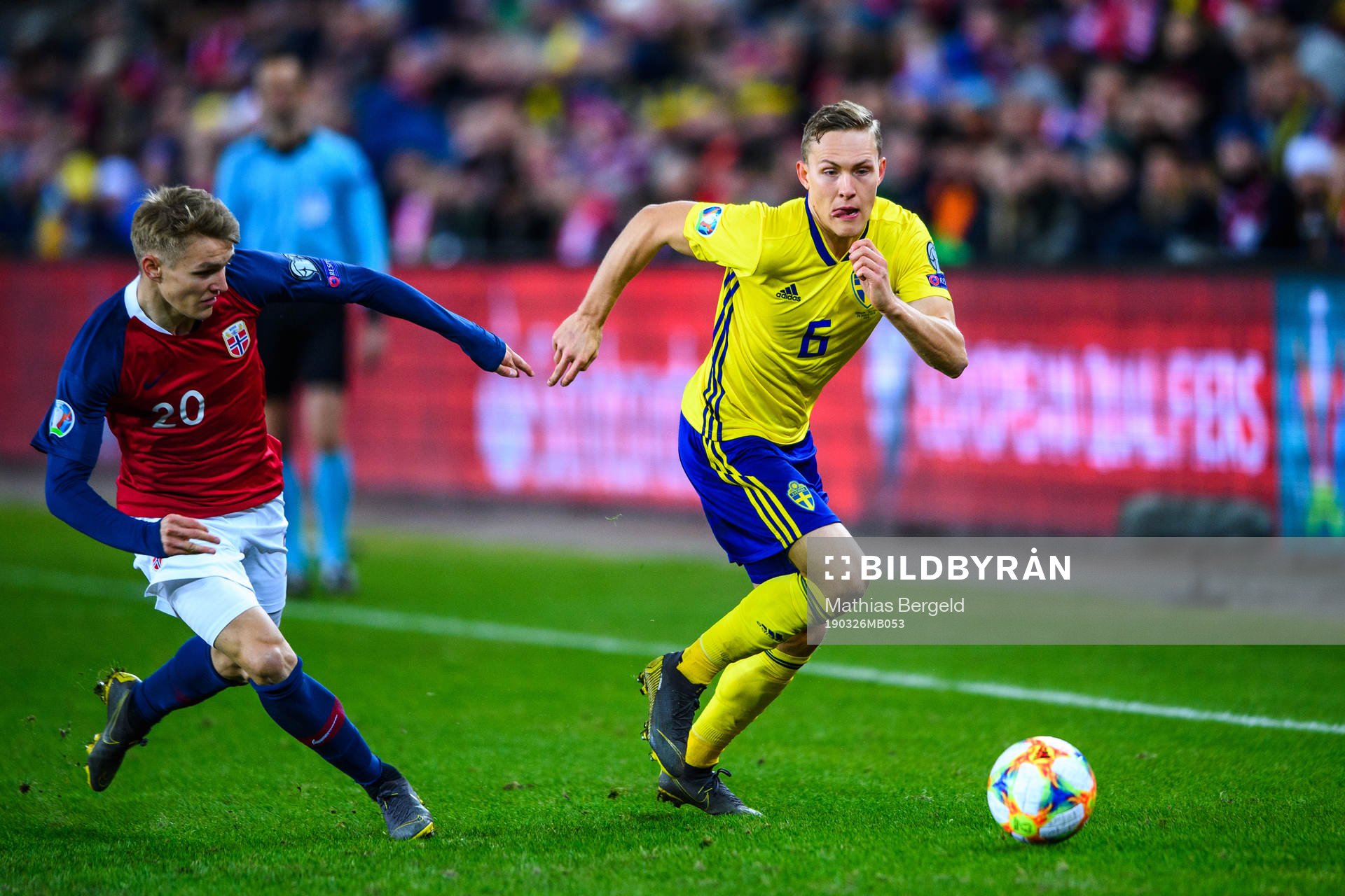 Martin Ødegaard of Norway and Ludwig Augustinsson of Sweden
