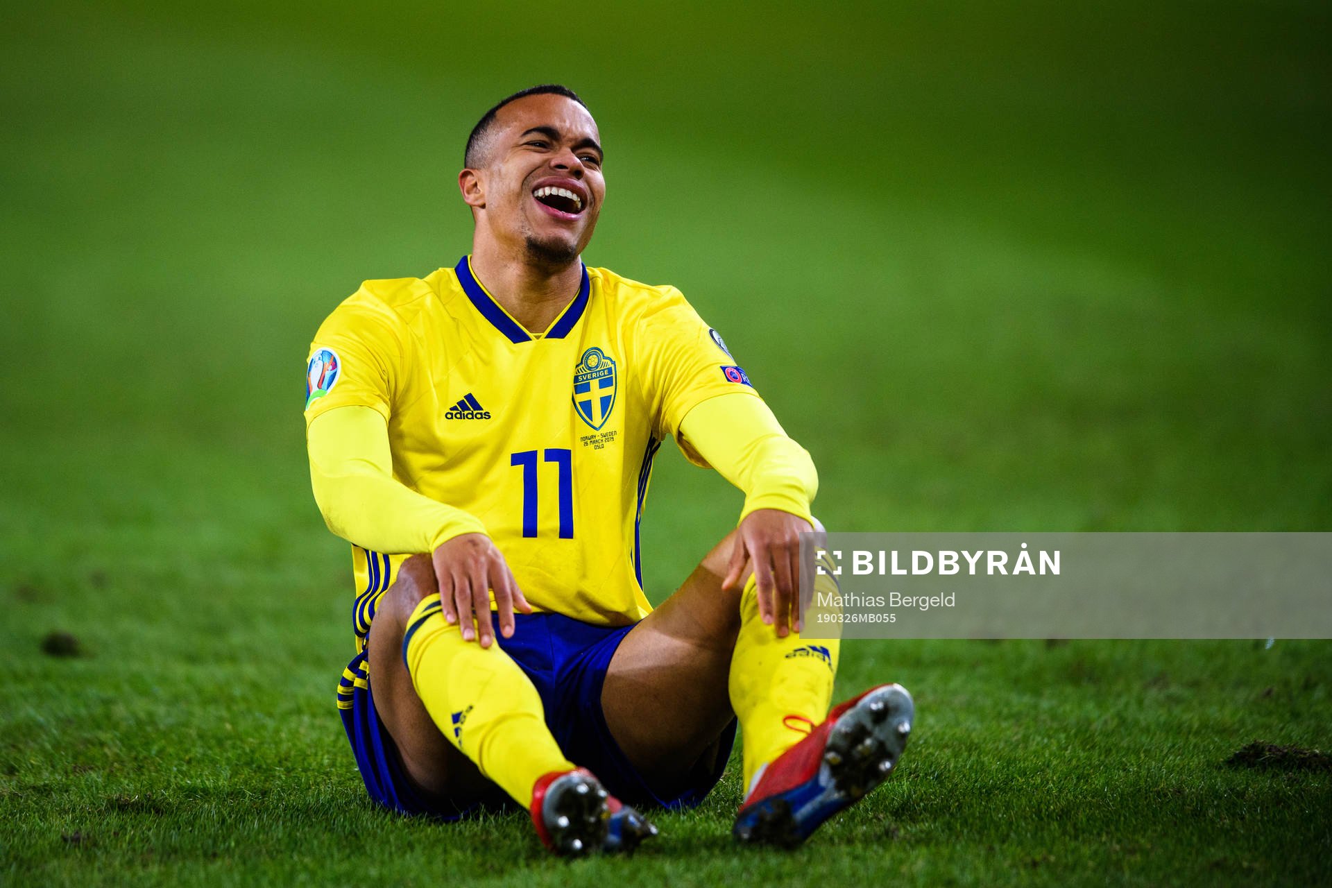 Robin Quaison of Sweden looks dejected