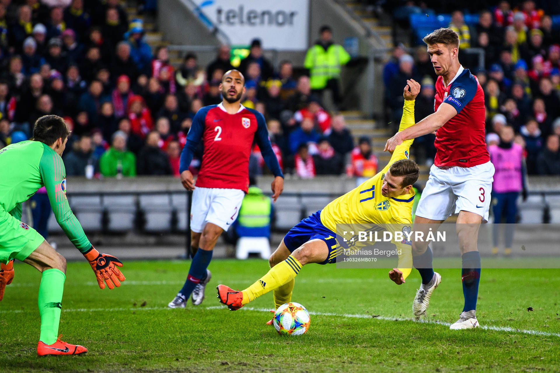 Viktor Claesson of Sweden and Kristoffer Ajer of Norway