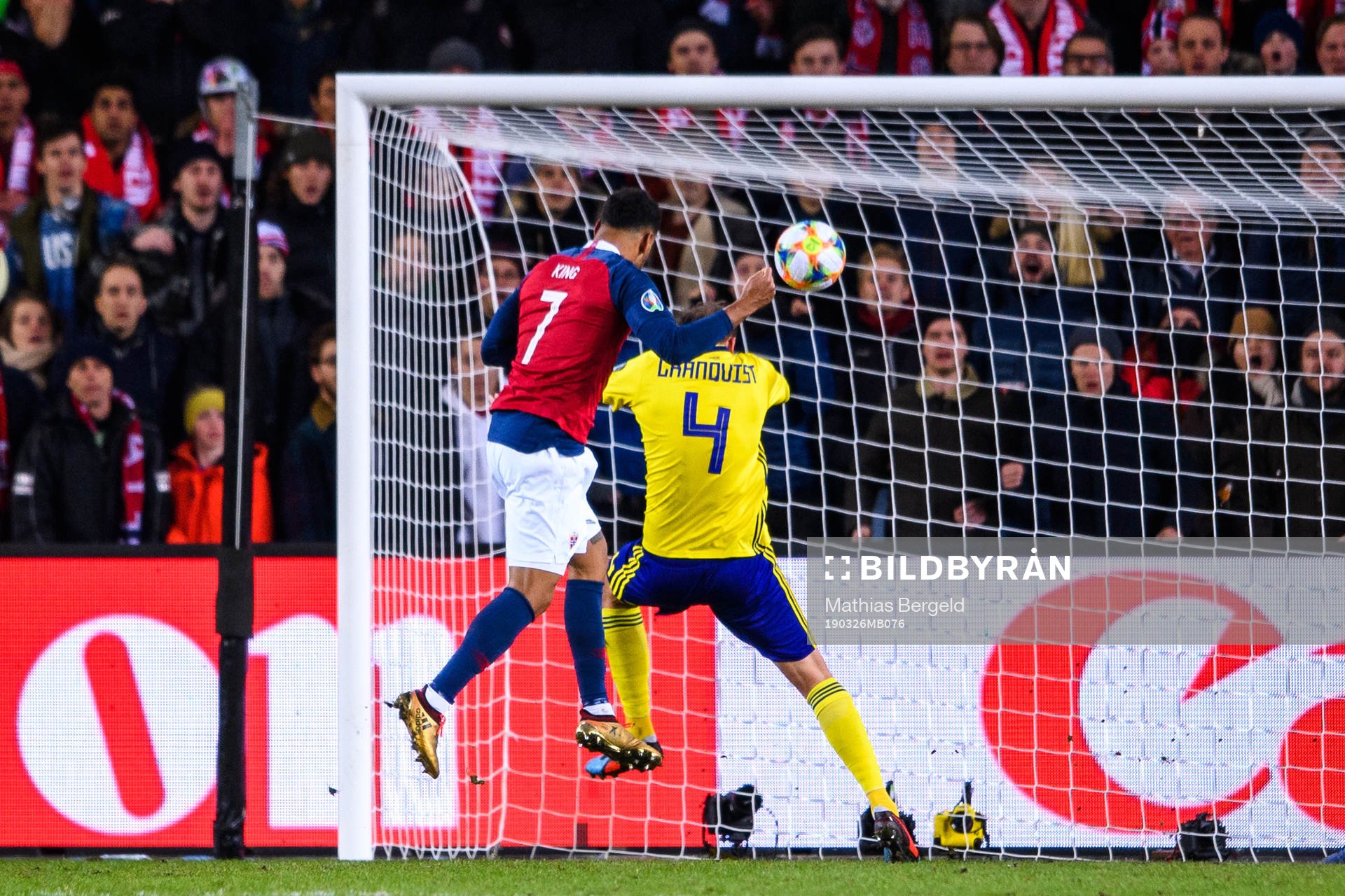 Joshua King of Norway scores the 2-0 goal behind Andreas
