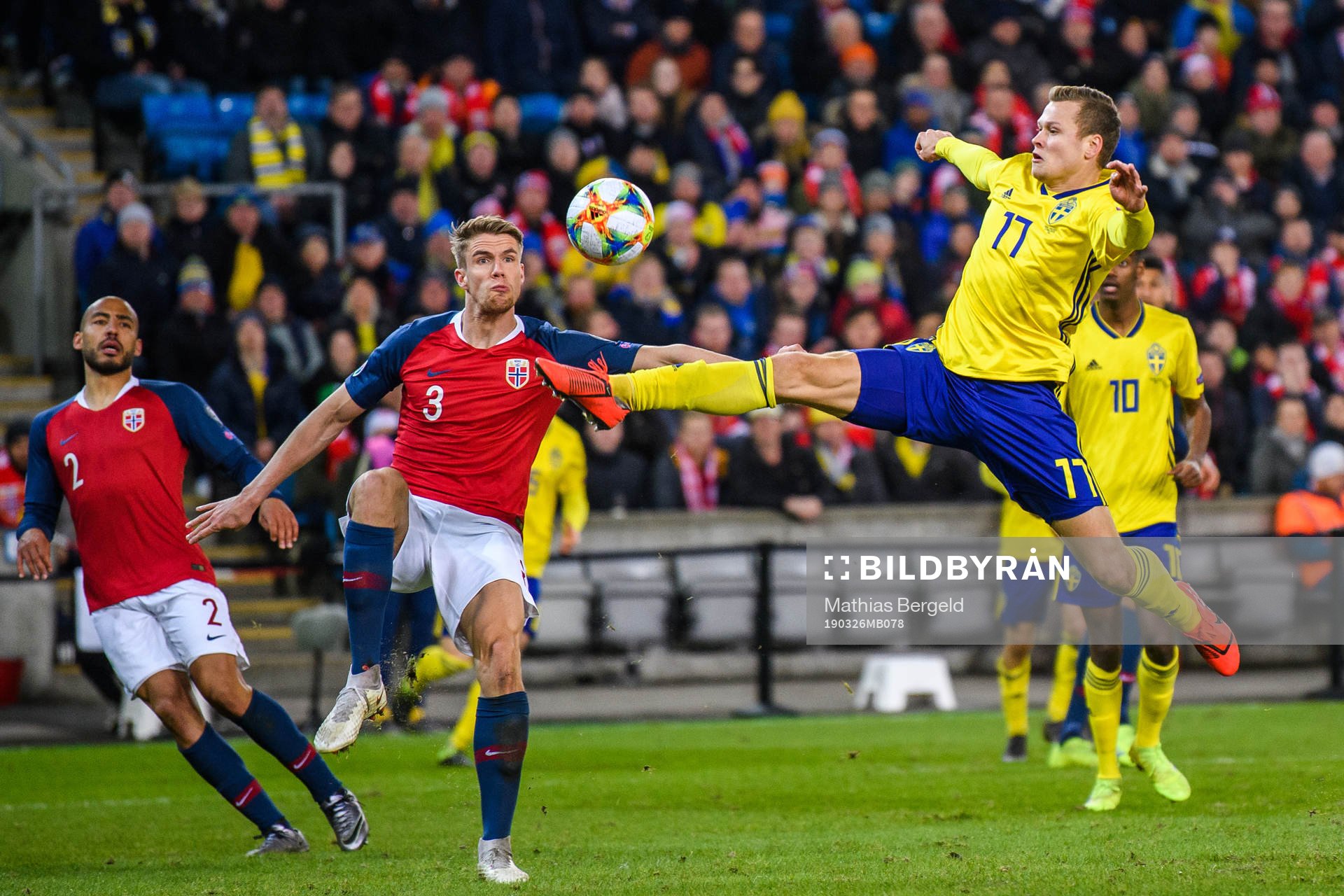 Kristoffer Ajer of Norway and Viktor Claesson of Sweden