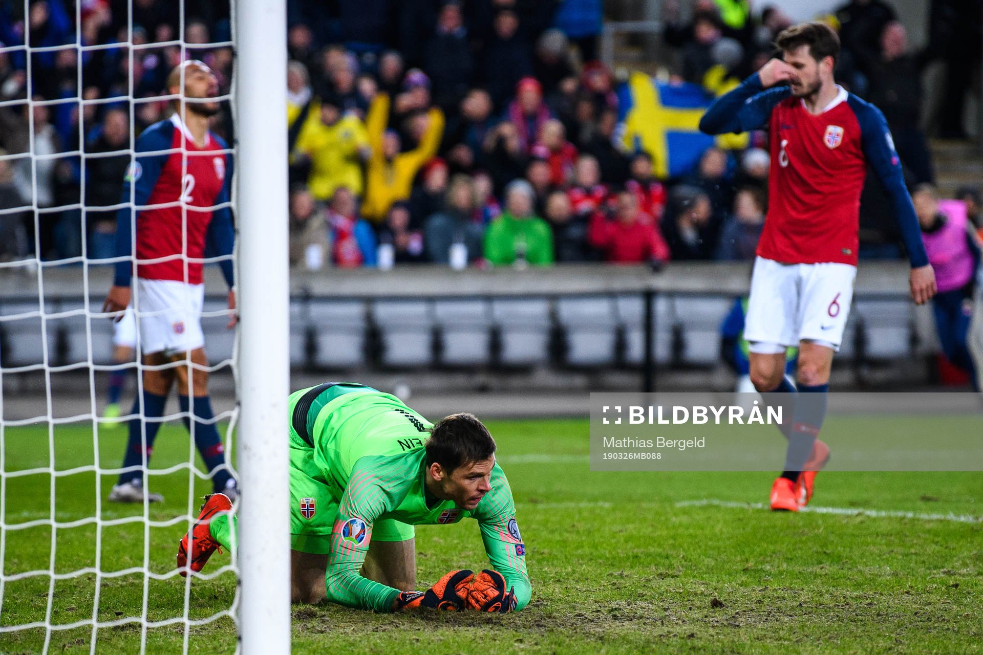 Goalkeeper Rune Almenning Jarstein of Norway looks dejected