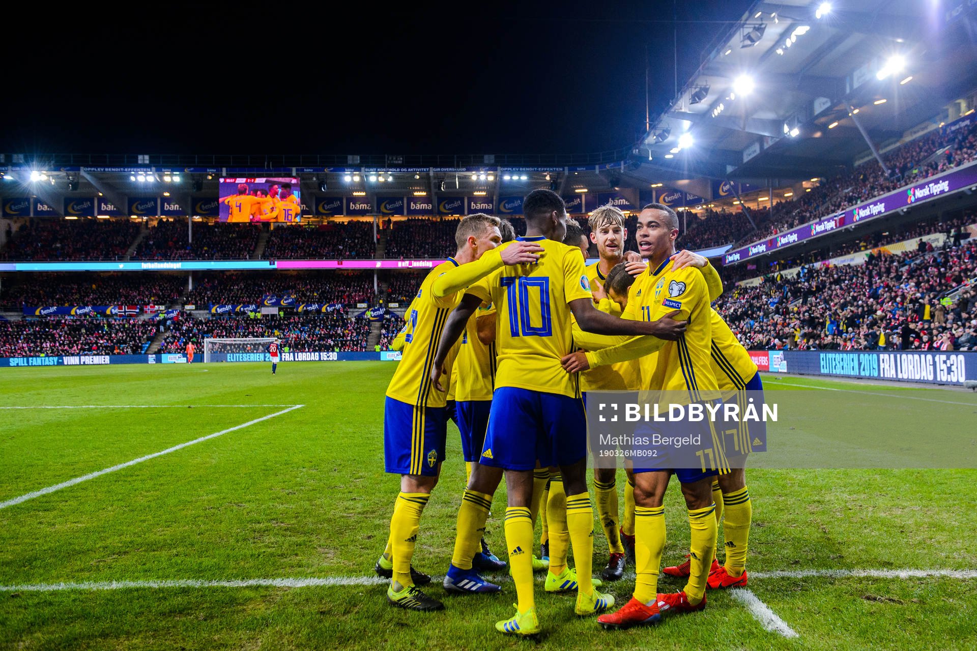 Alexander Isak and Robin Quaison of Sweden celebrate the
