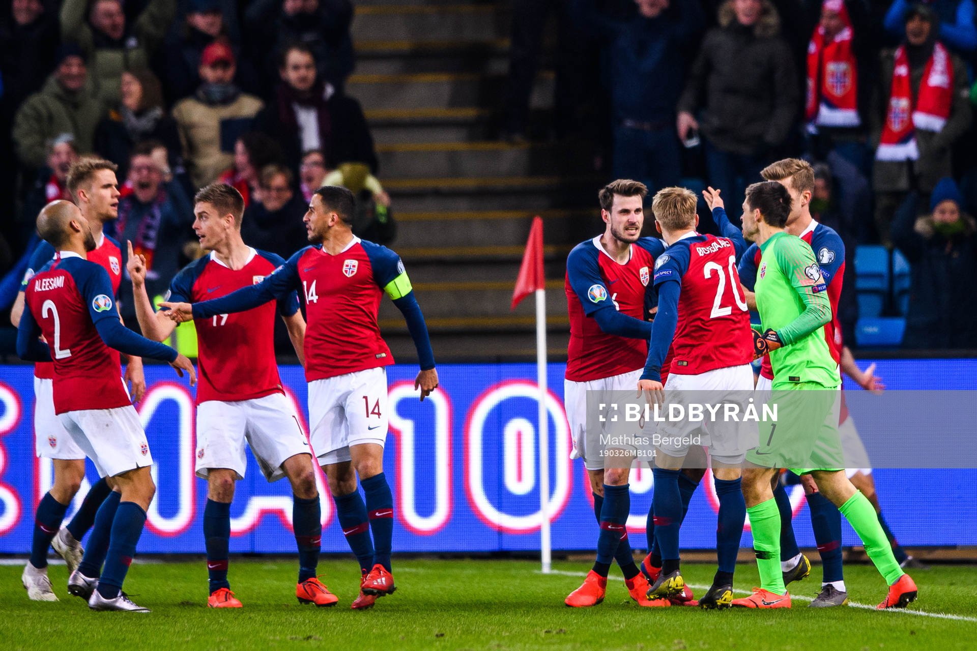Players of Norway celebrate the 3-3 goal