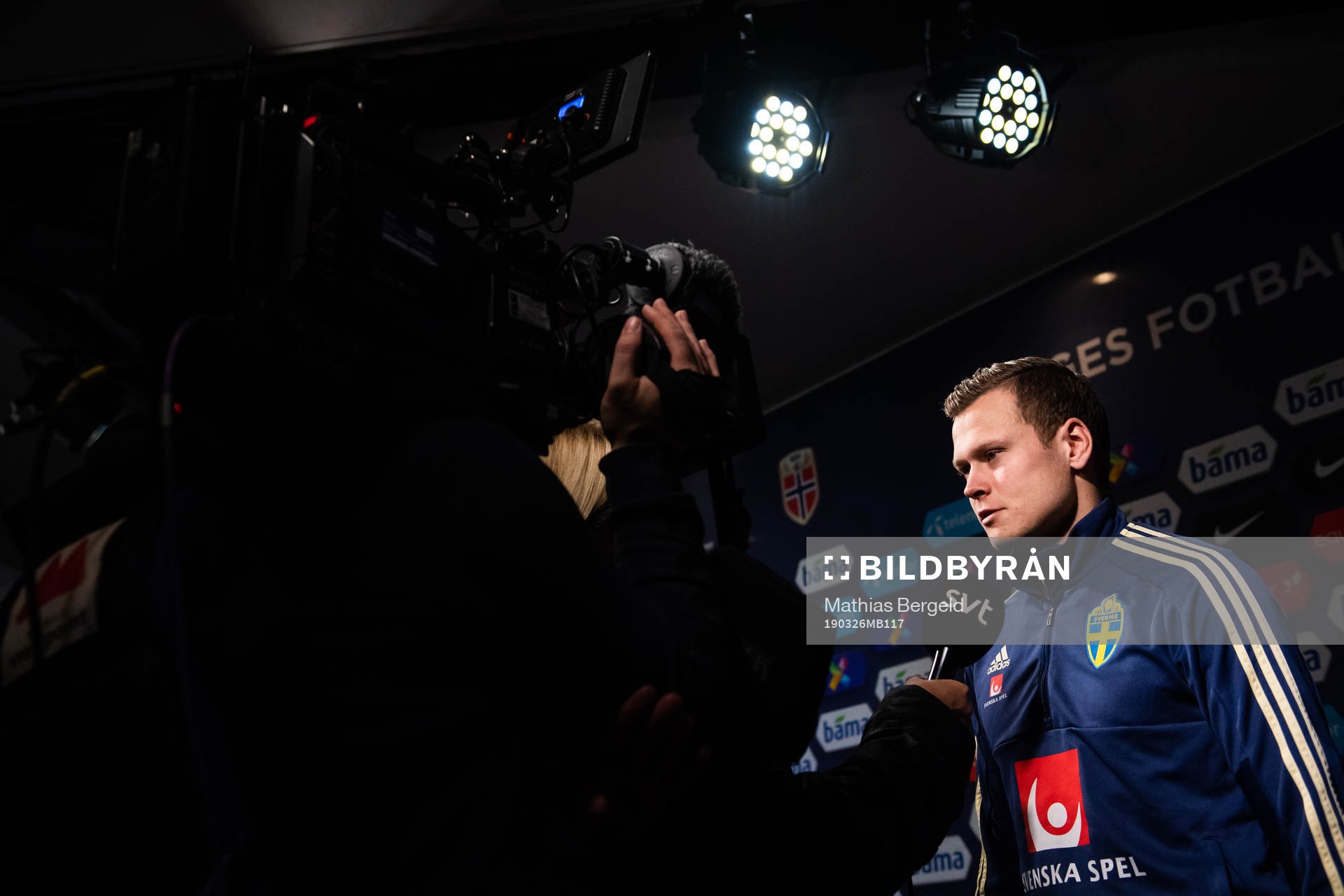 Viktor Claesson of Sweden is being interviewed by the media