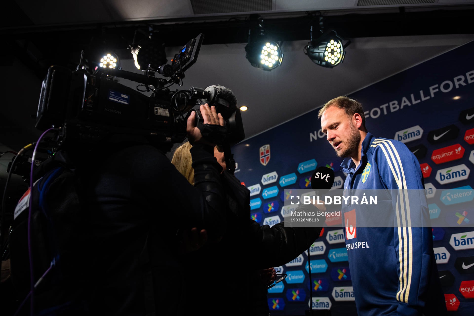 Andreas Granqvist of Sweden is being interviewed by the