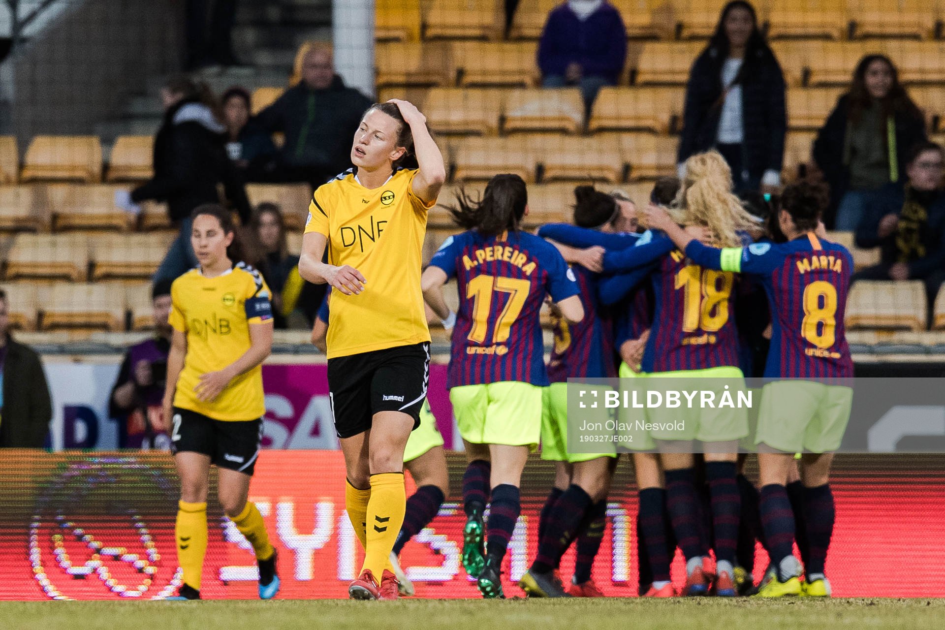Synne Skinnes Hansen of LSK Kvinner looks dejected