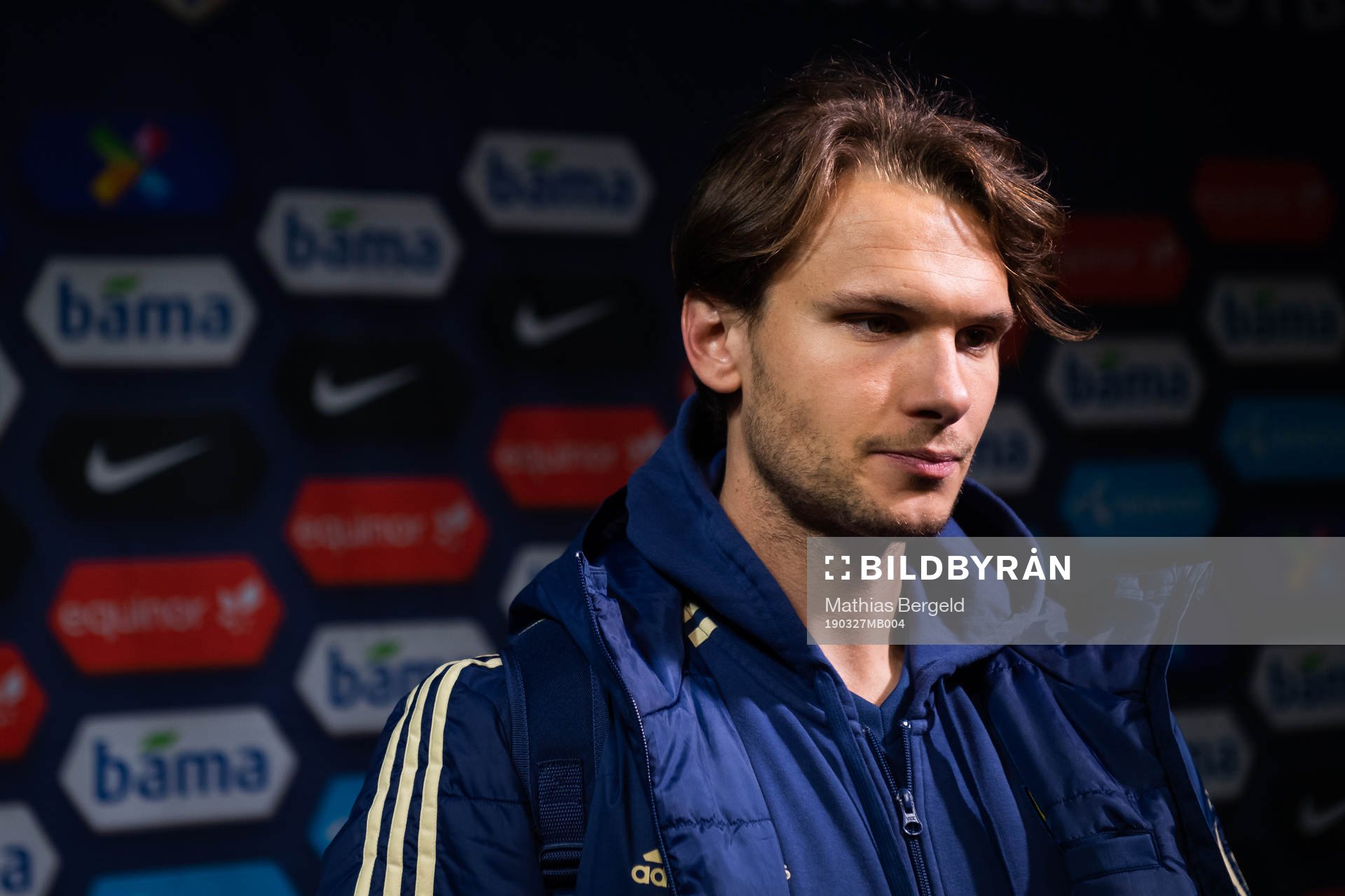Albin Ekdal of Sweden talks to the media