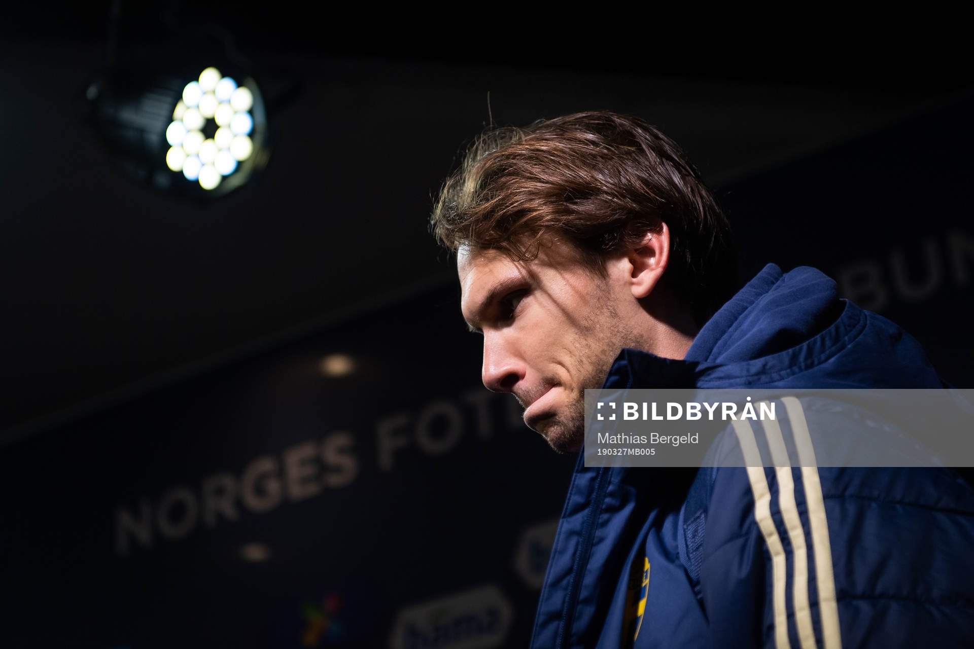 Albin Ekdal of Sweden talks to the media